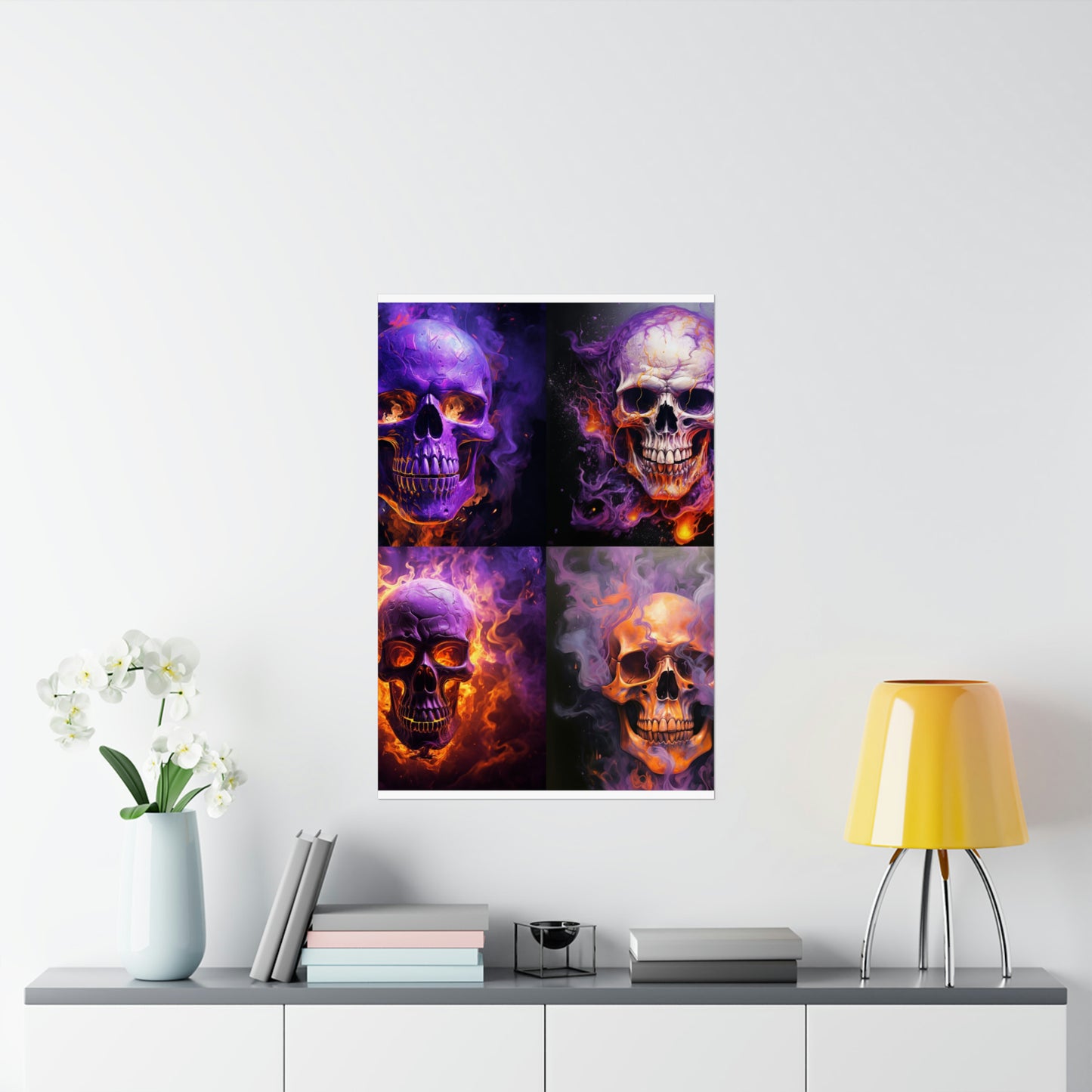 Premium Matte Vertical Posters Skull Flames 5