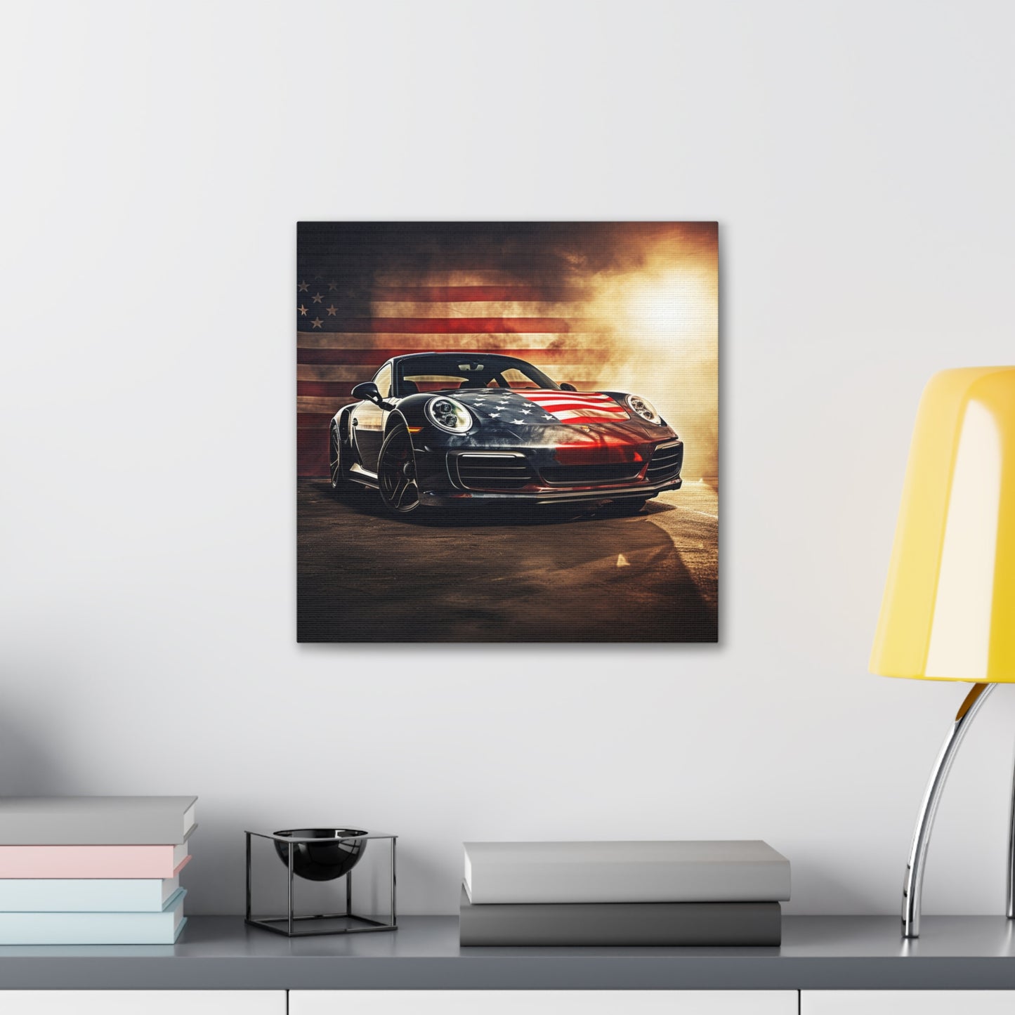 Canvas Gallery Wraps Abstract American Flag Background Porsche 1