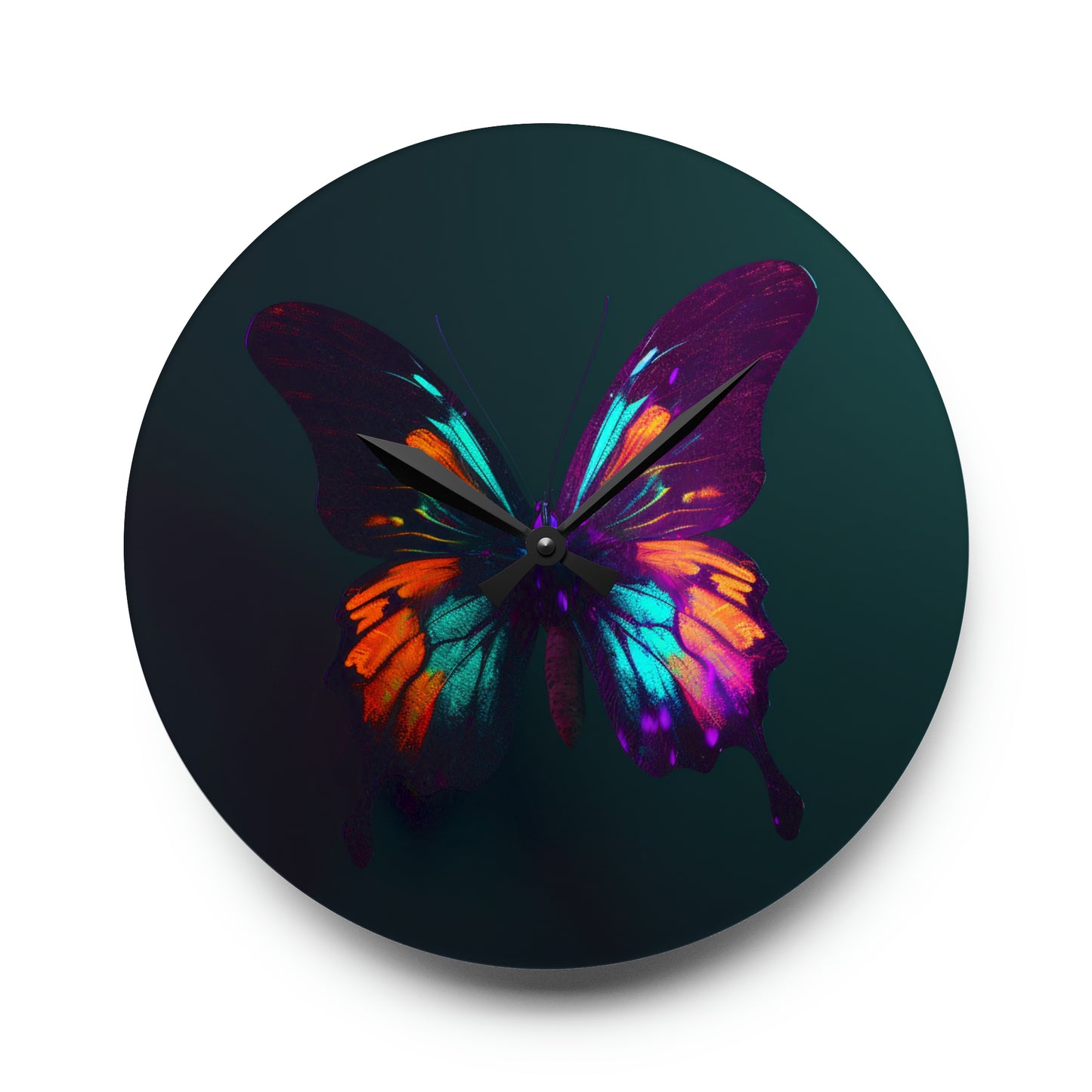 Acrylic Wall Clock Hyper Colorful Butterfly Purple 4