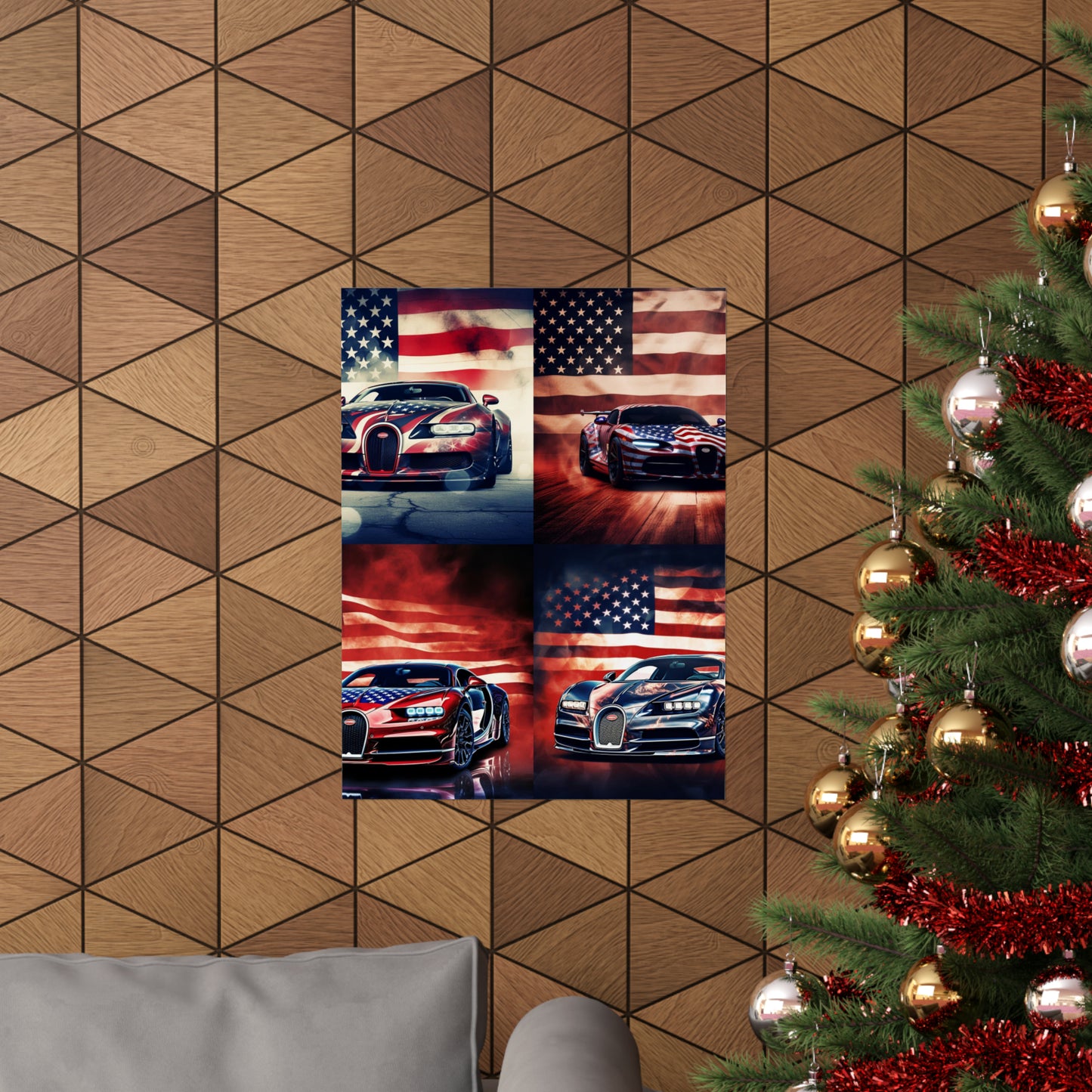 Premium Matte Vertical Posters Abstract American Flag Background Bugatti 5