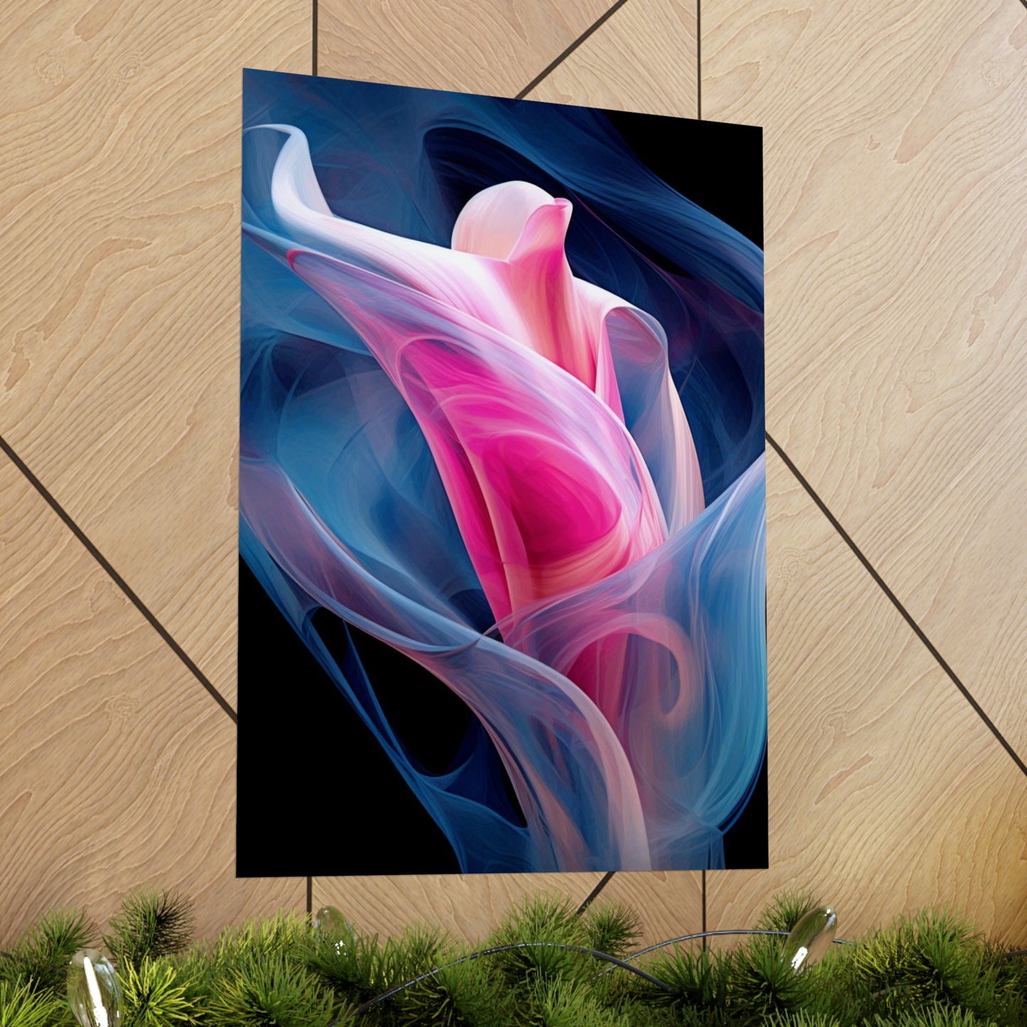 Premium Matte Vertical Posters Pink & Blue Tulip Rose 3