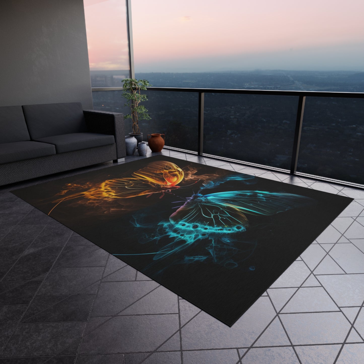 Outdoor Rug  Kiss Neon Butterfly 8