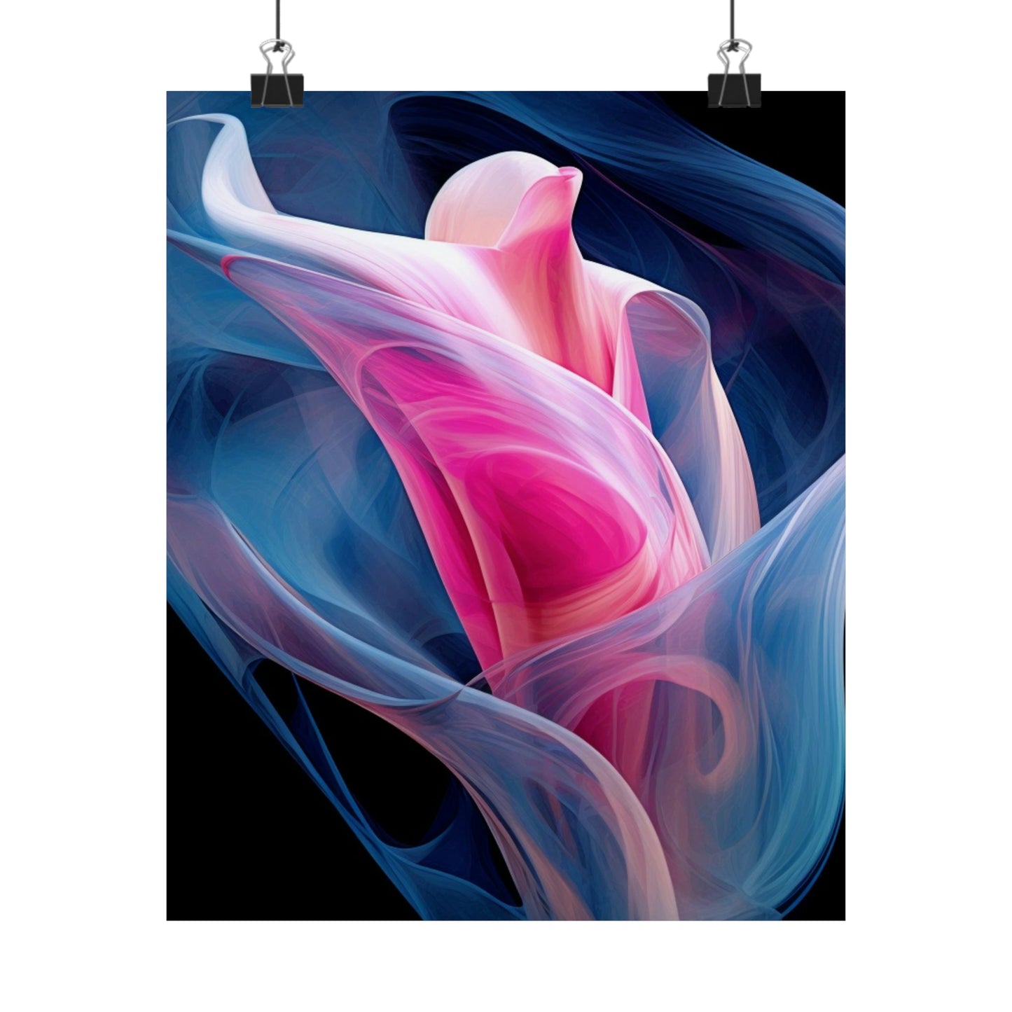 Premium Matte Vertical Posters Pink & Blue Tulip Rose 3