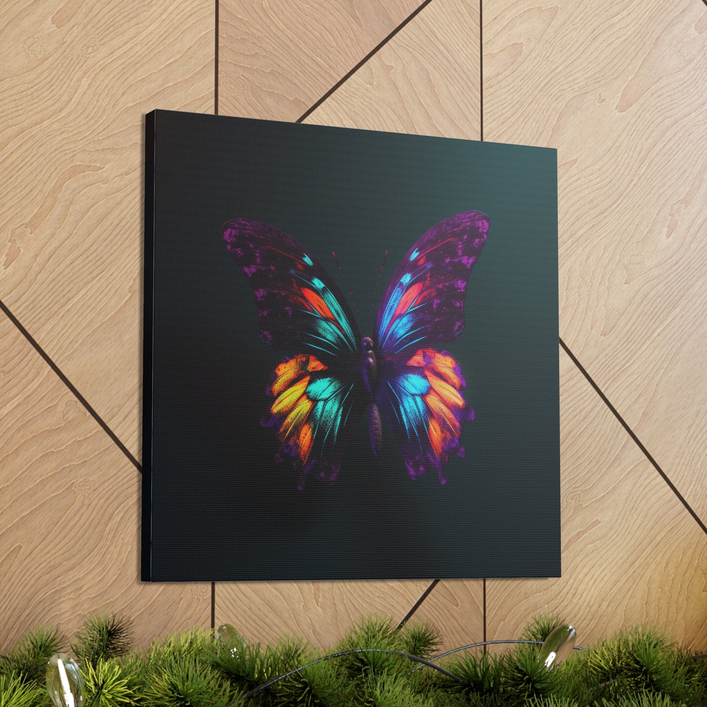 Canvas Gallery Wraps Hyper Colorful Butterfly Purple 1