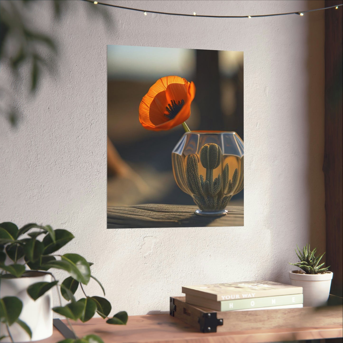 Premium Matte Vertical Posters Orange Poppy in a Vase 2