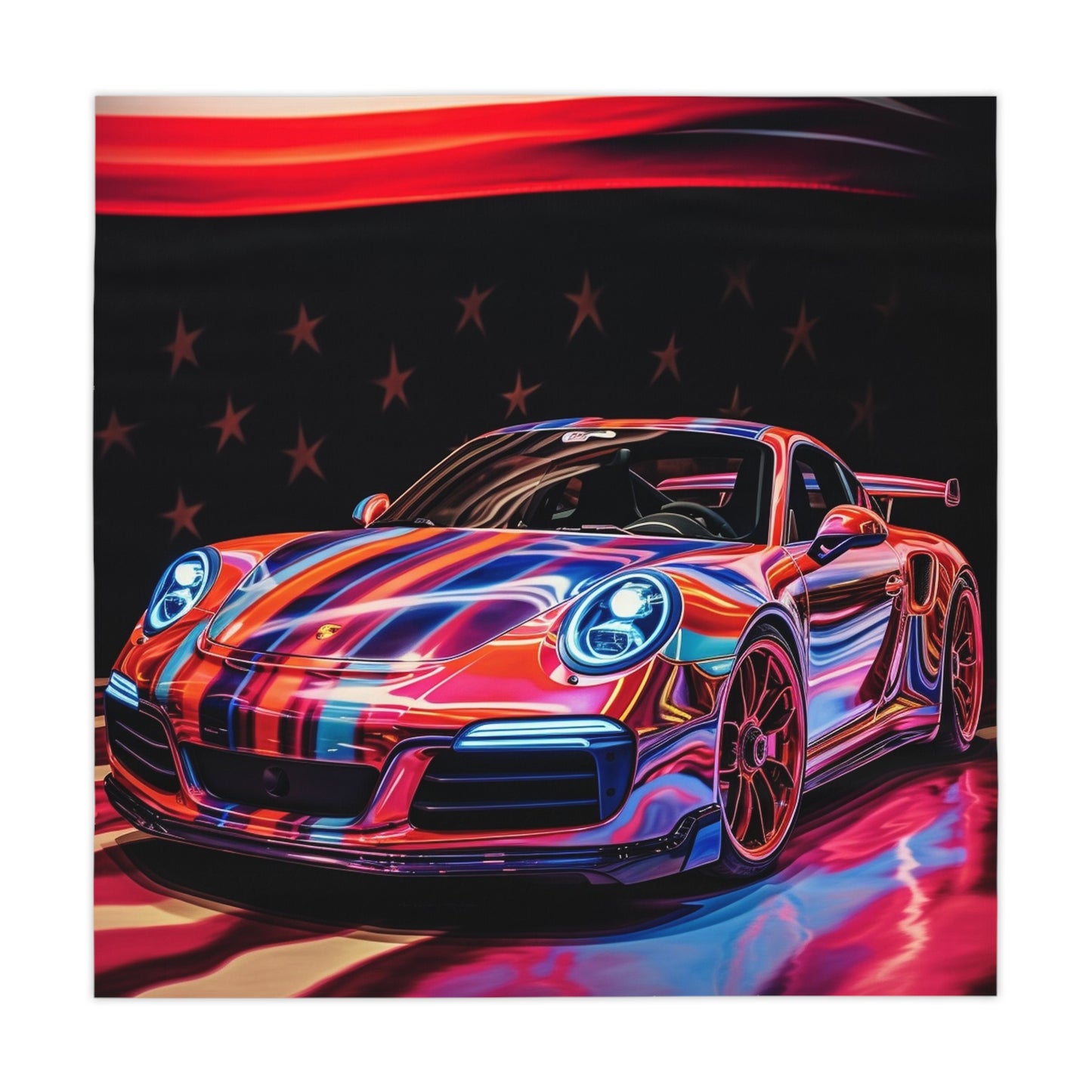 Tablecloth American Flag Colored Porsche 2