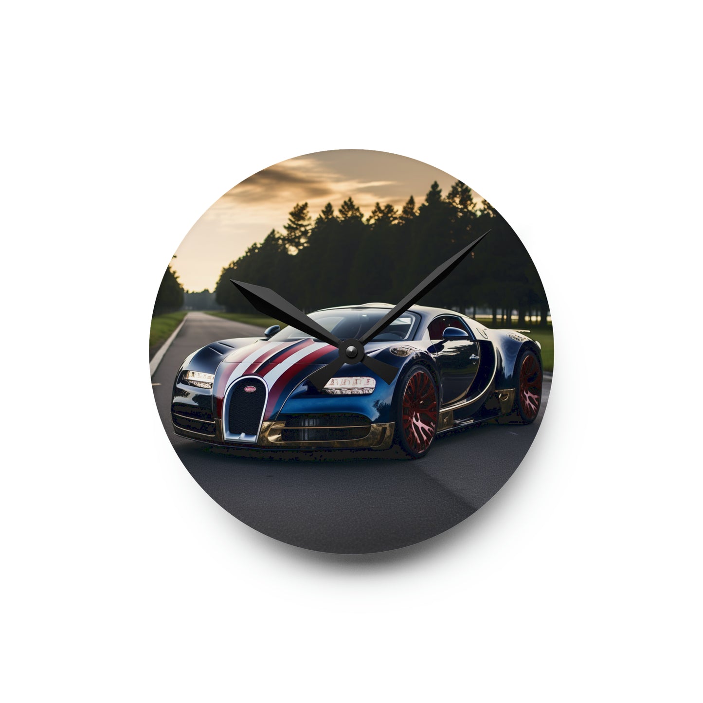 Acrylic Wall Clock Bugatti Flag American 1