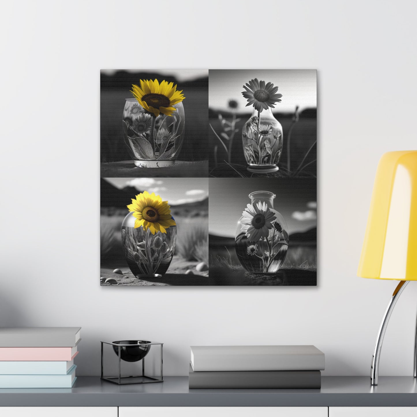Canvas Gallery Wraps Yellw Sunflower in a vase 5