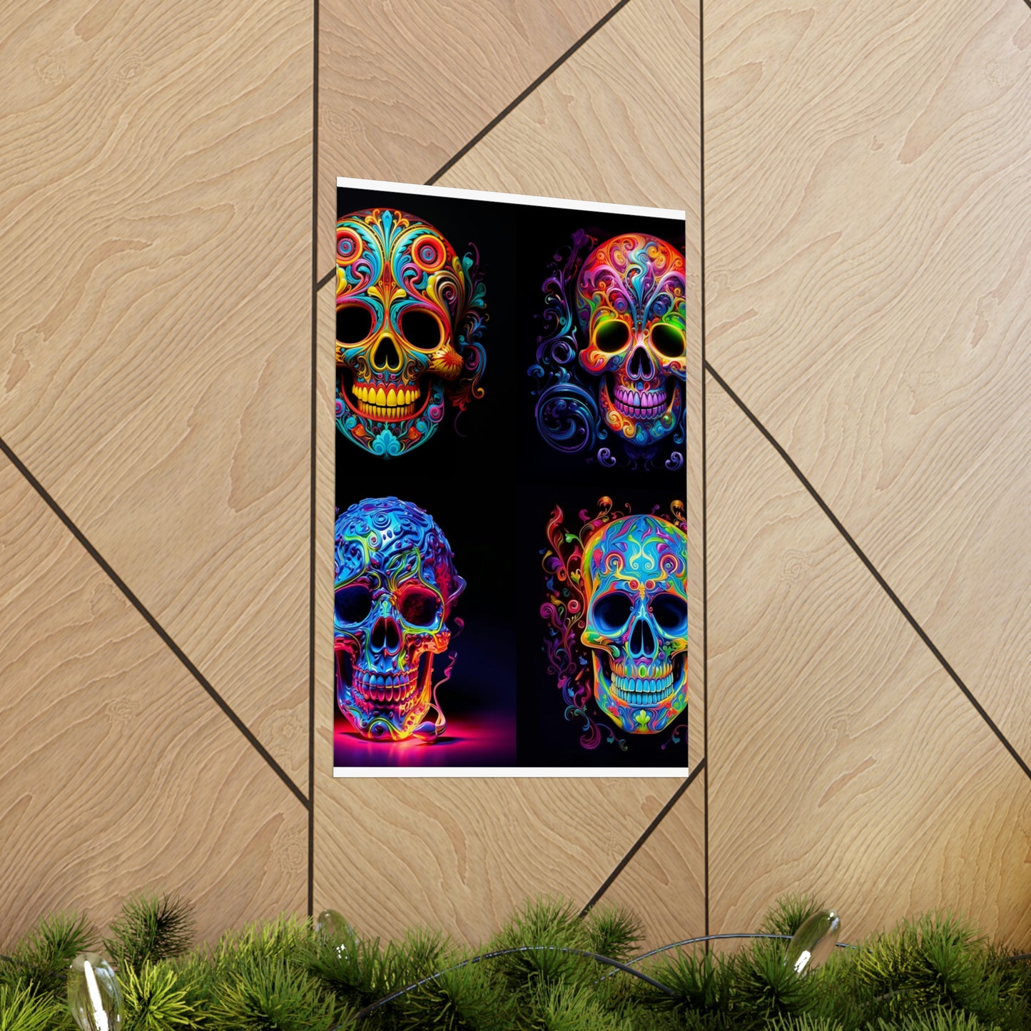 Premium Matte Vertical Posters Macro Skull Color 5