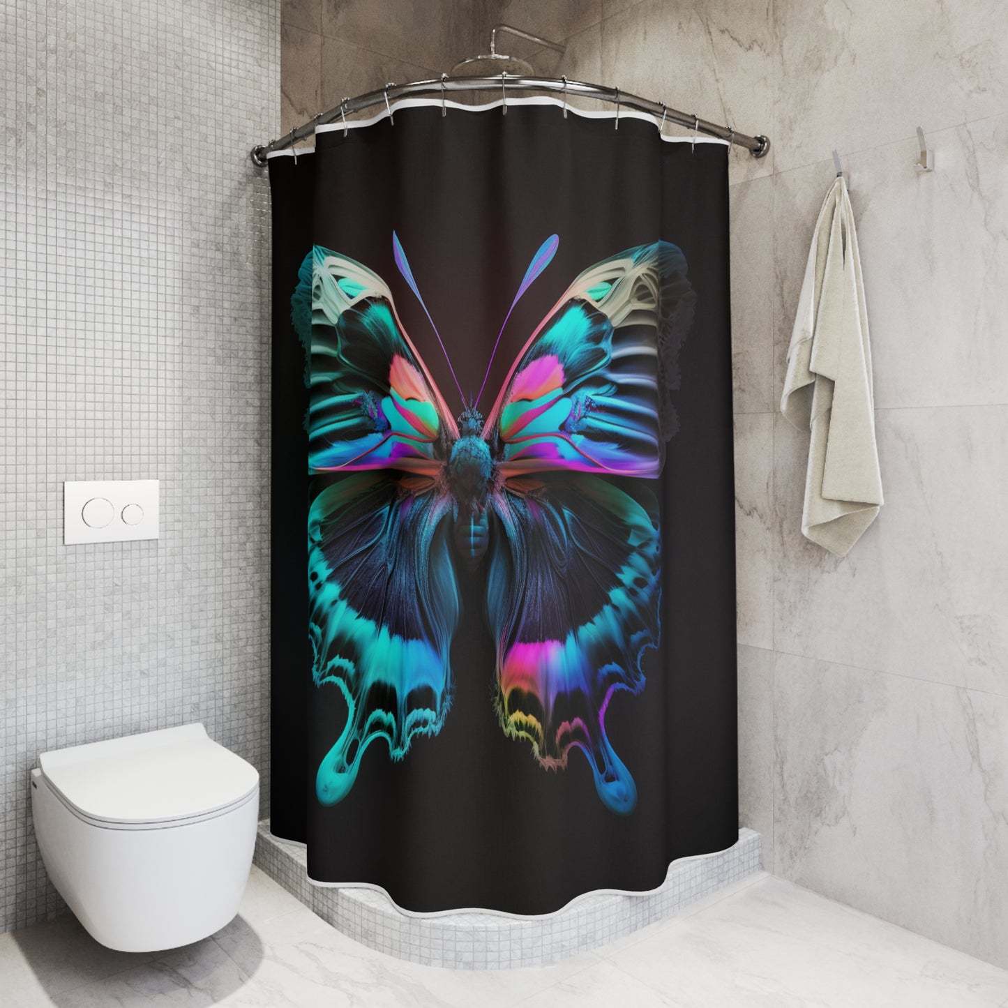Polyester Shower Curtain Raw Florescent Glow 1