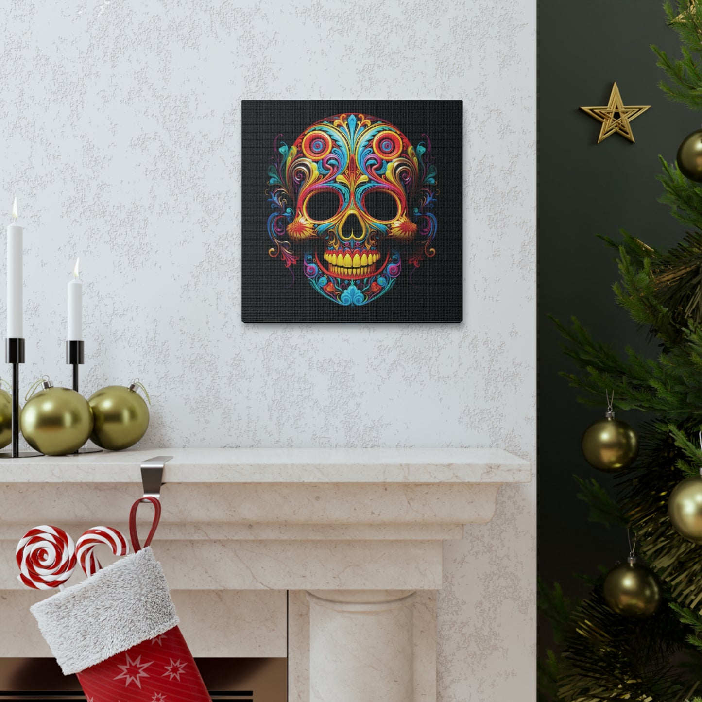 Canvas Gallery Wraps Macro Skull Color 1