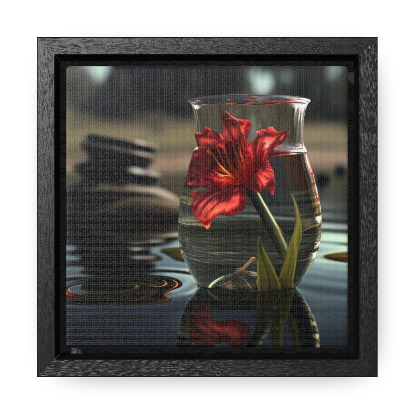 Gallery Canvas Wraps, Square Frame Red Lily in a Glass vase 4