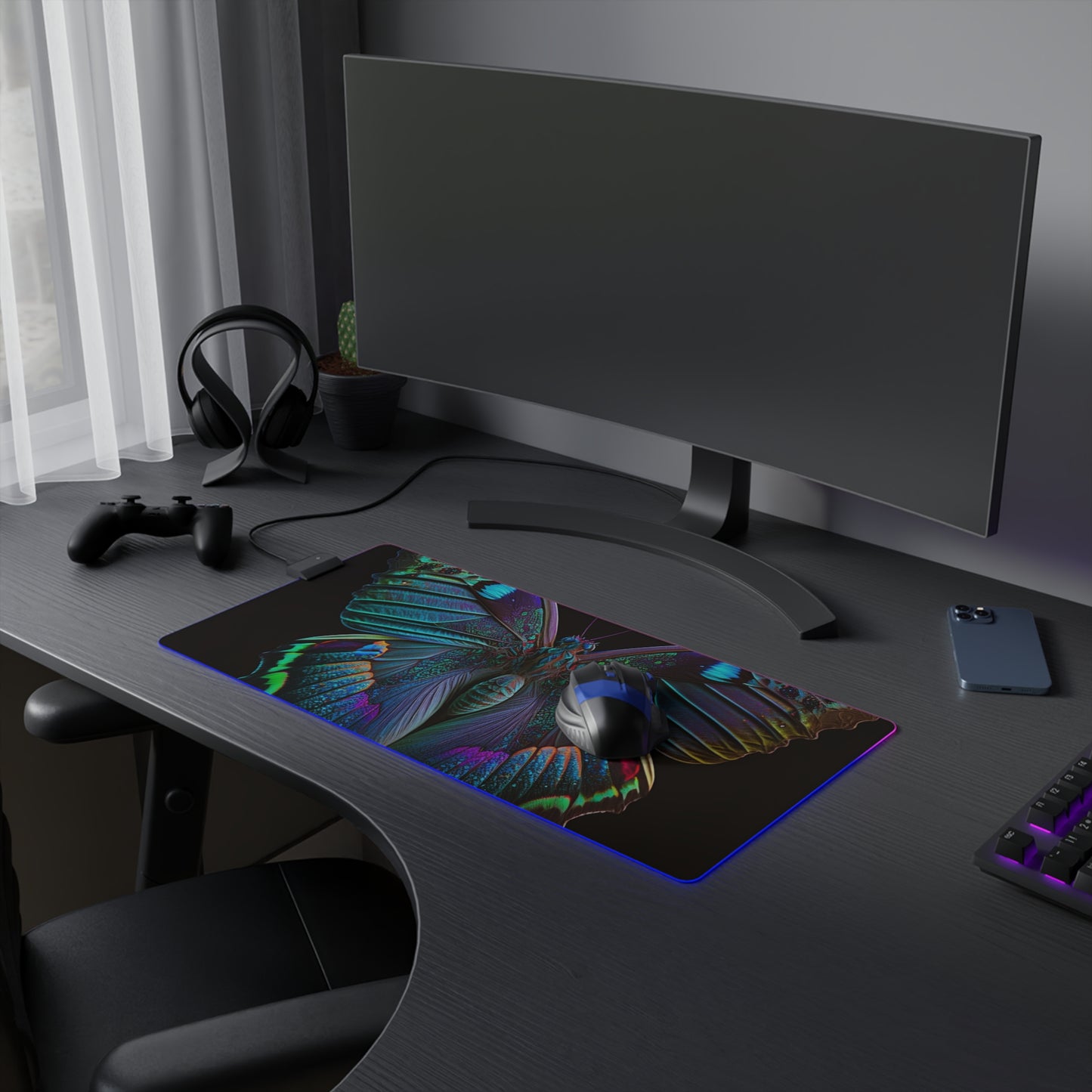 LED Gaming Mouse Pad Hue Neon Butterfly 4