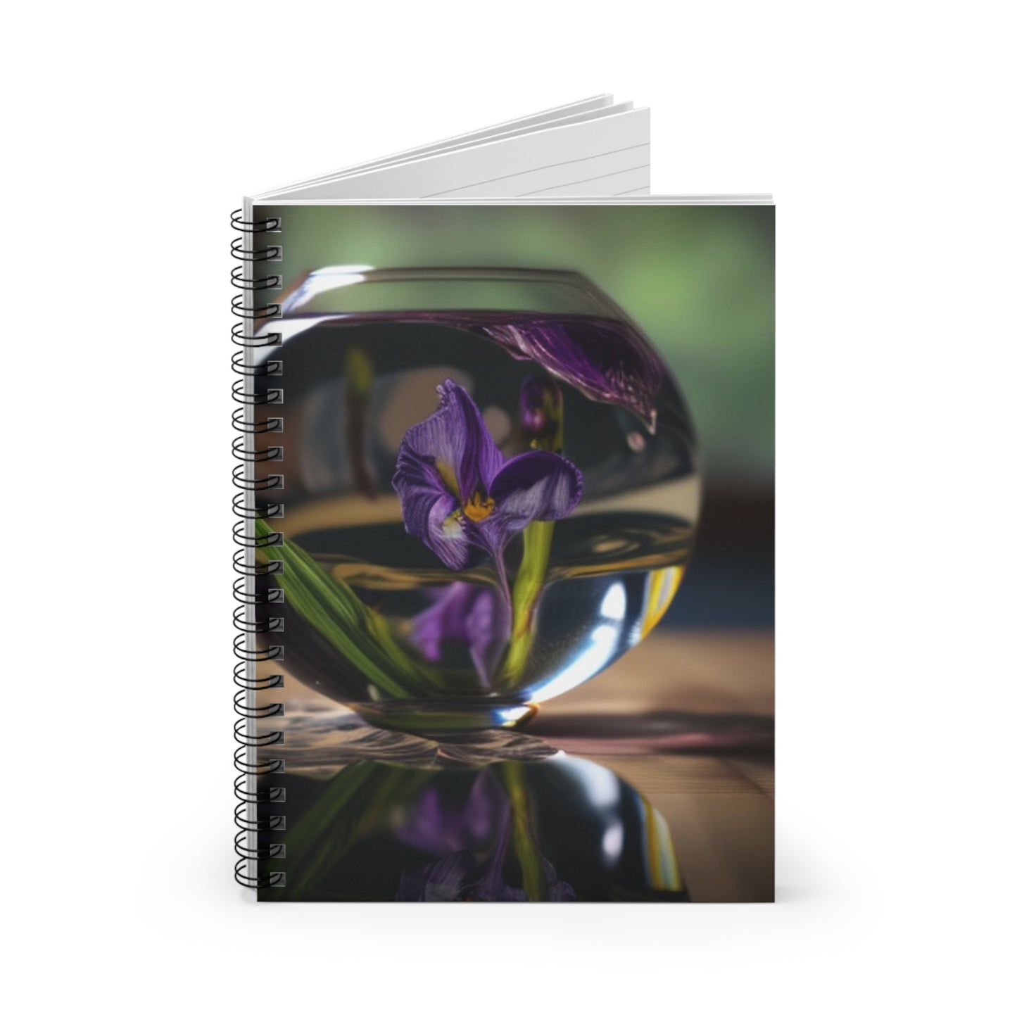 Spiral Notebook - Ruled Line Purple Iris in a vase 1