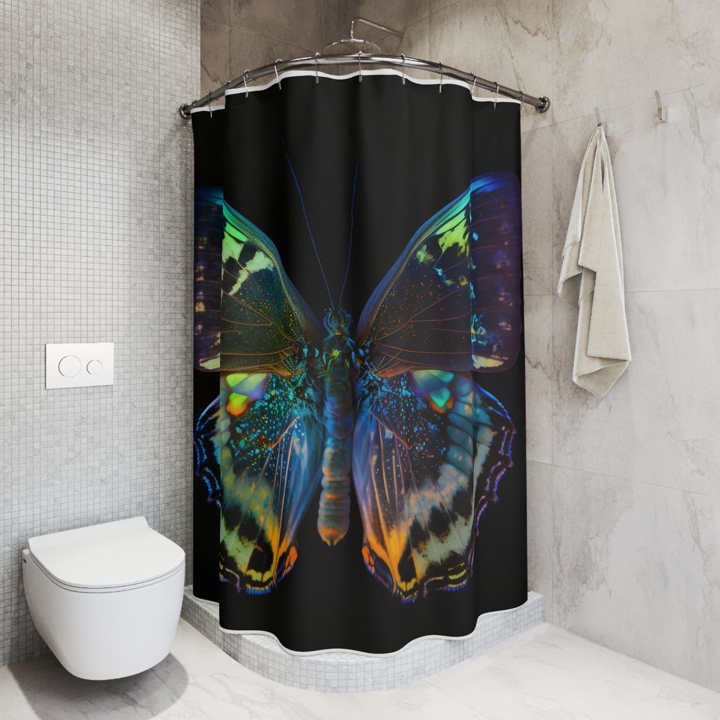 Polyester Shower Curtain Neon Butterfly Flair 4