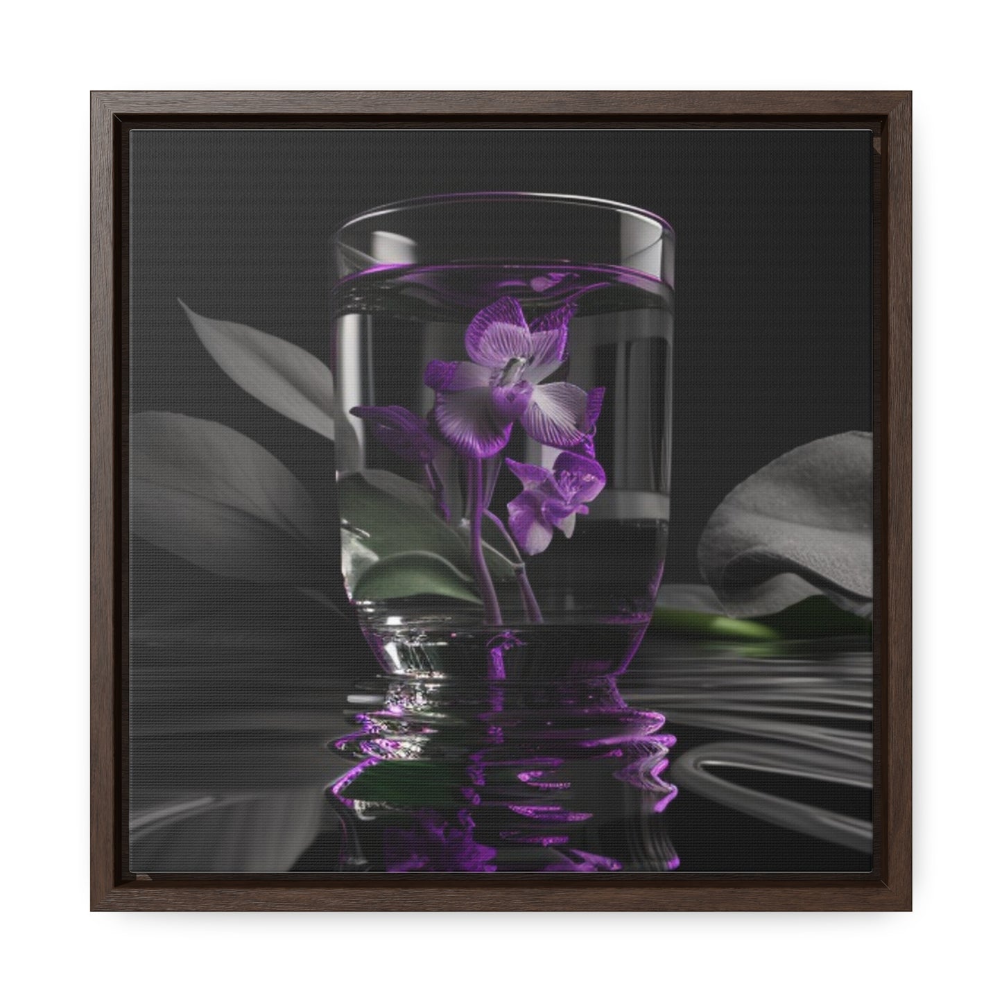 Gallery Canvas Wraps, Square Frame Purple Orchid Glass vase 1