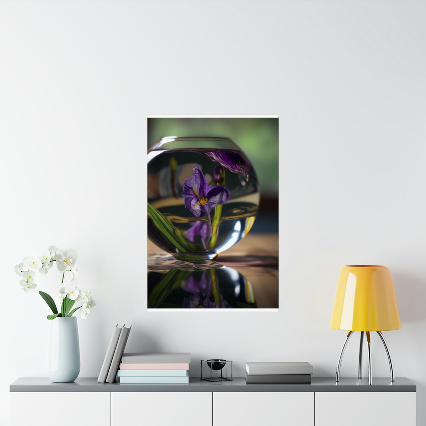 Premium Matte Vertical Posters Purple Iris in a vase 1