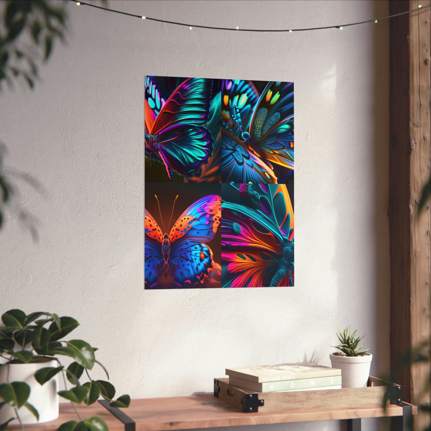 Premium Matte Vertical Posters Neon Butterfly Macro 5