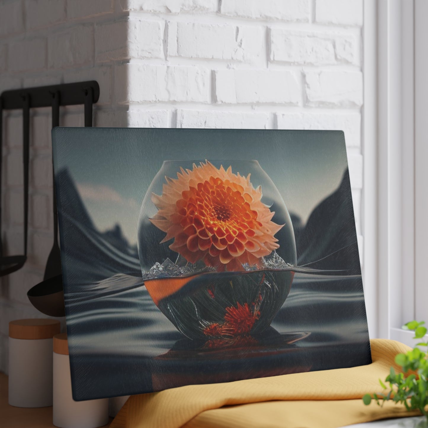 Glass Cutting Board Dahlia Orange 3