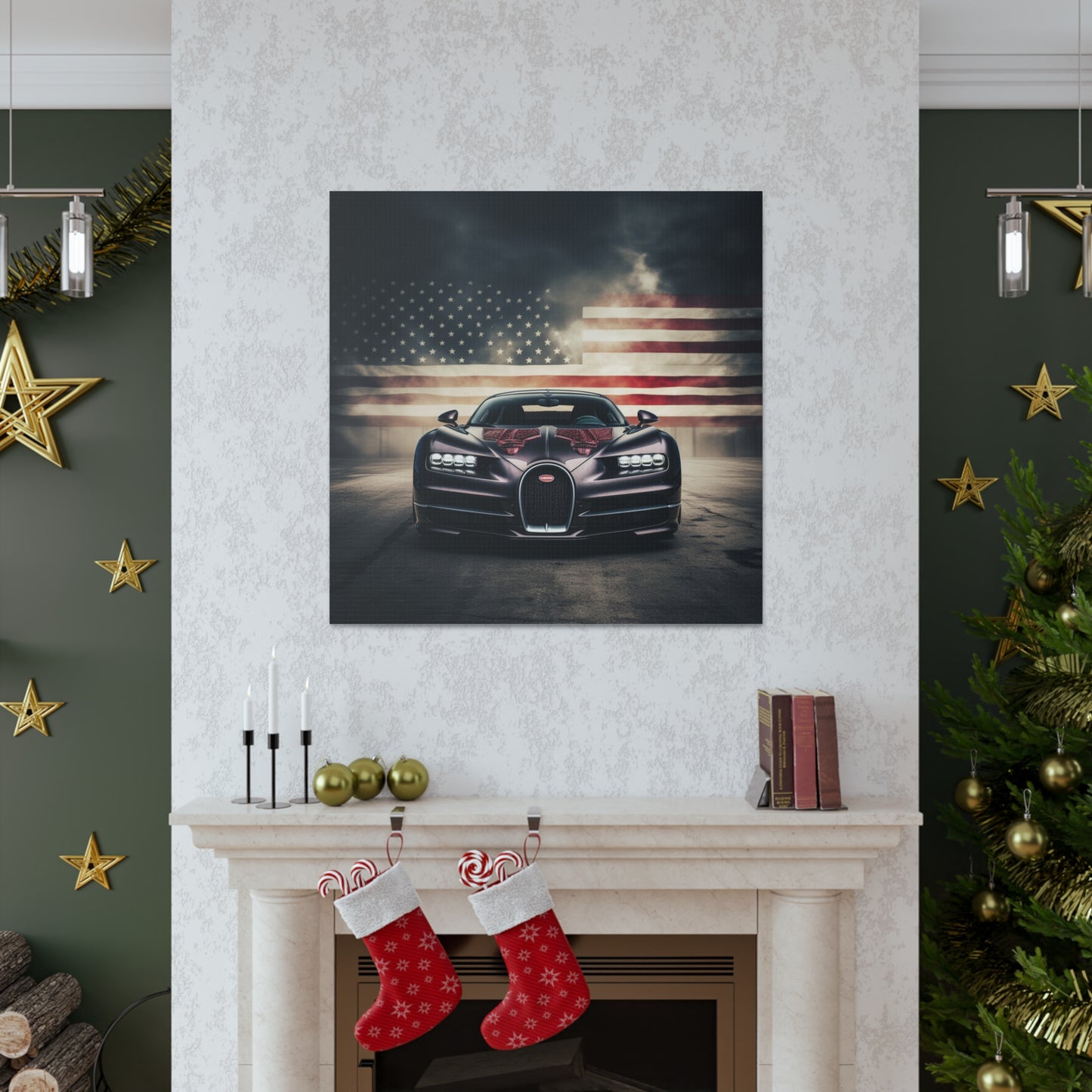 Canvas Gallery Wraps American Flag Background Bugatti 2