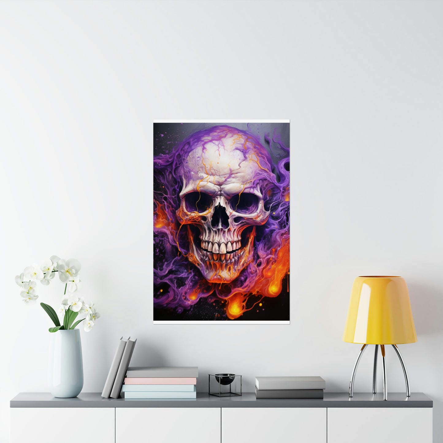 Premium Matte Vertical Posters Skull Flames 2