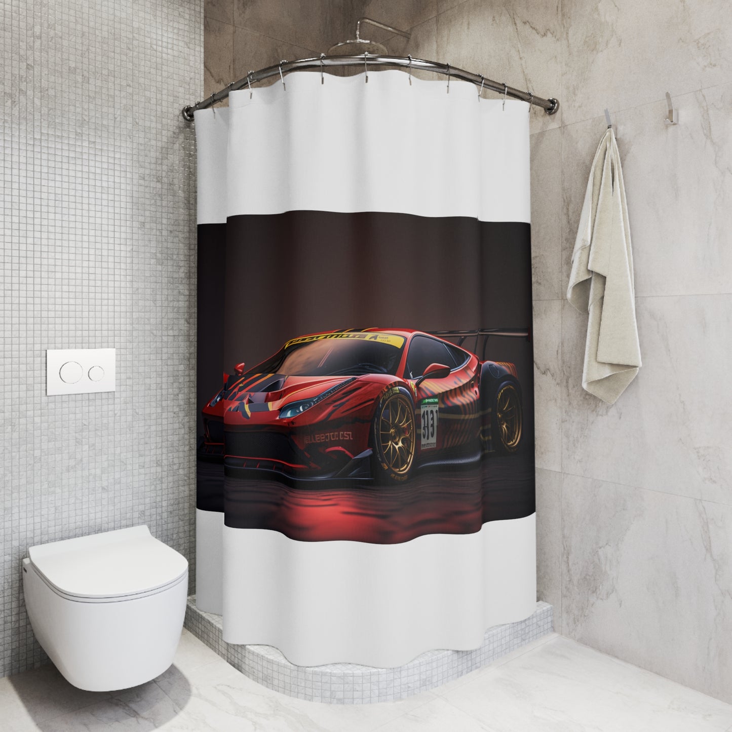 Polyester Shower Curtain Ferrari Red 1