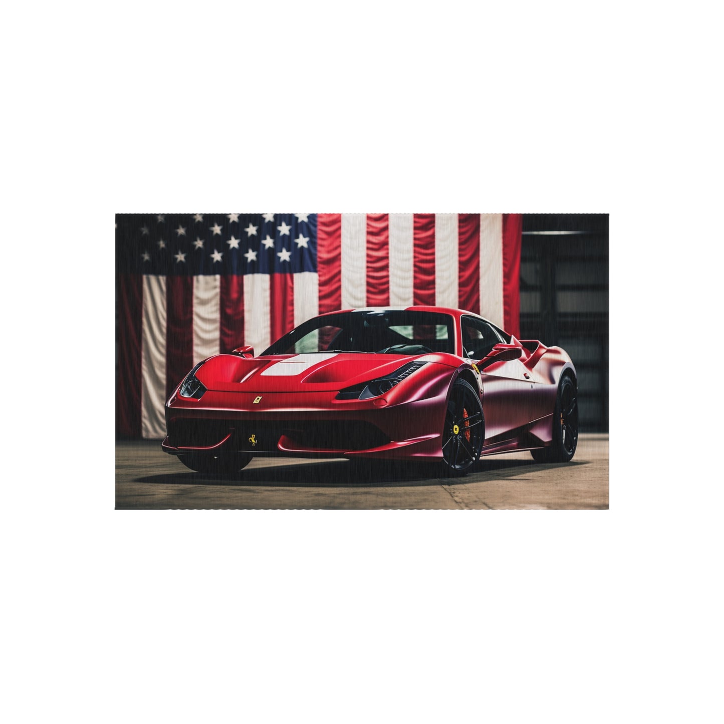 Outdoor Rug  American Flag Background Ferrari 3