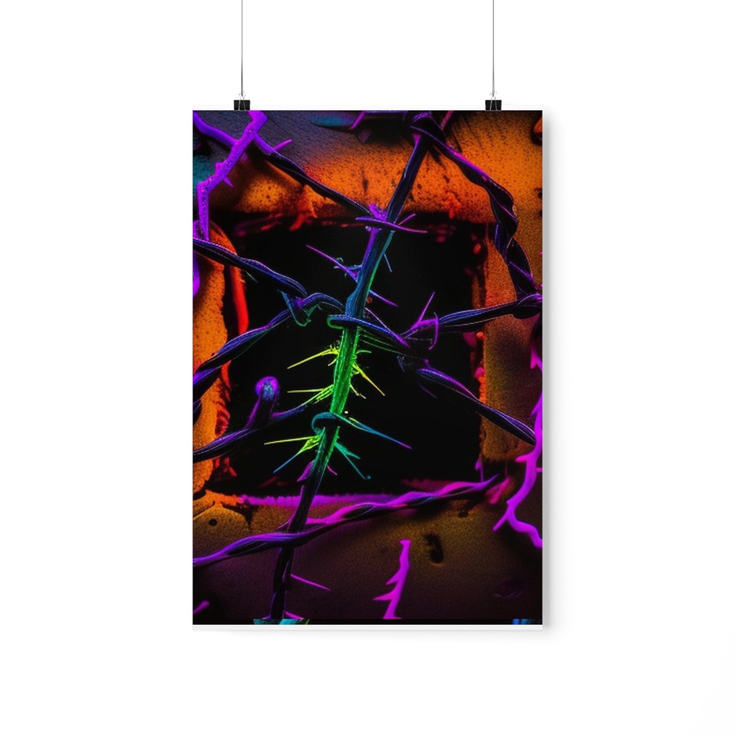 Premium Matte Vertical Posters Macro Neon Barbs 1