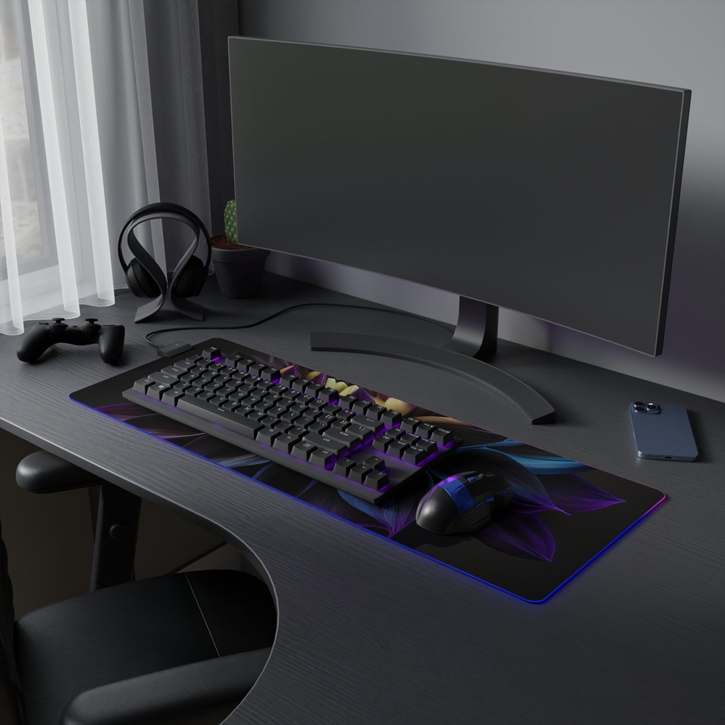 LED Gaming Mouse Pad Dahlia Purple 1
