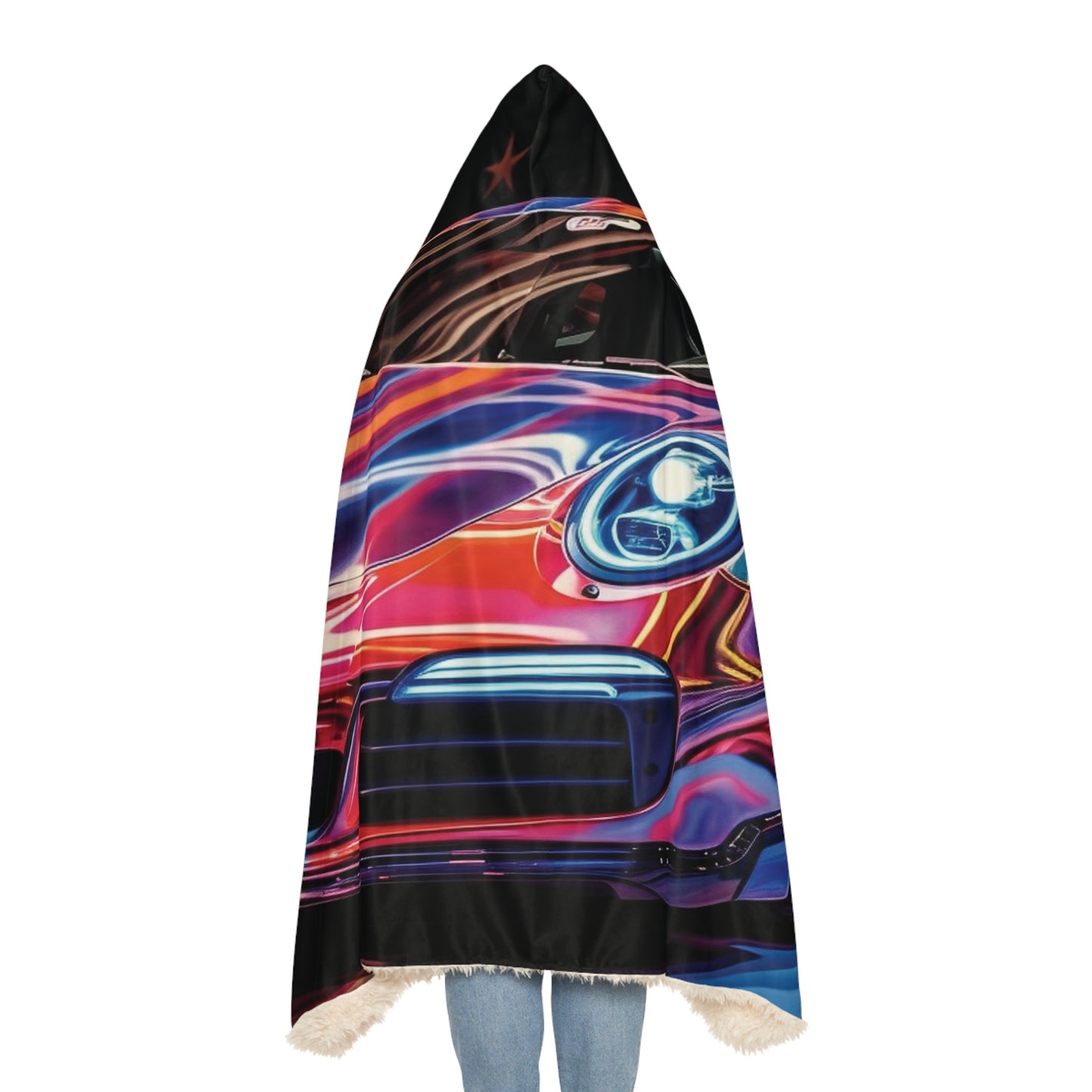 Snuggle Hooded Blanket American Flag Colored Porsche 3