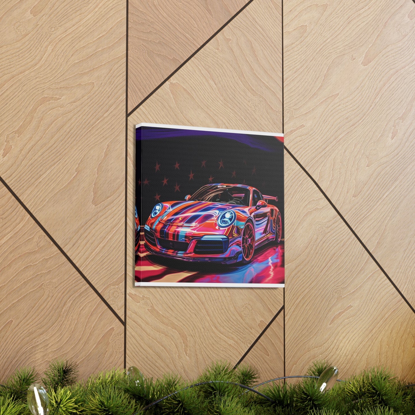 Canvas Gallery Wraps American Flag Colored Porsche 1