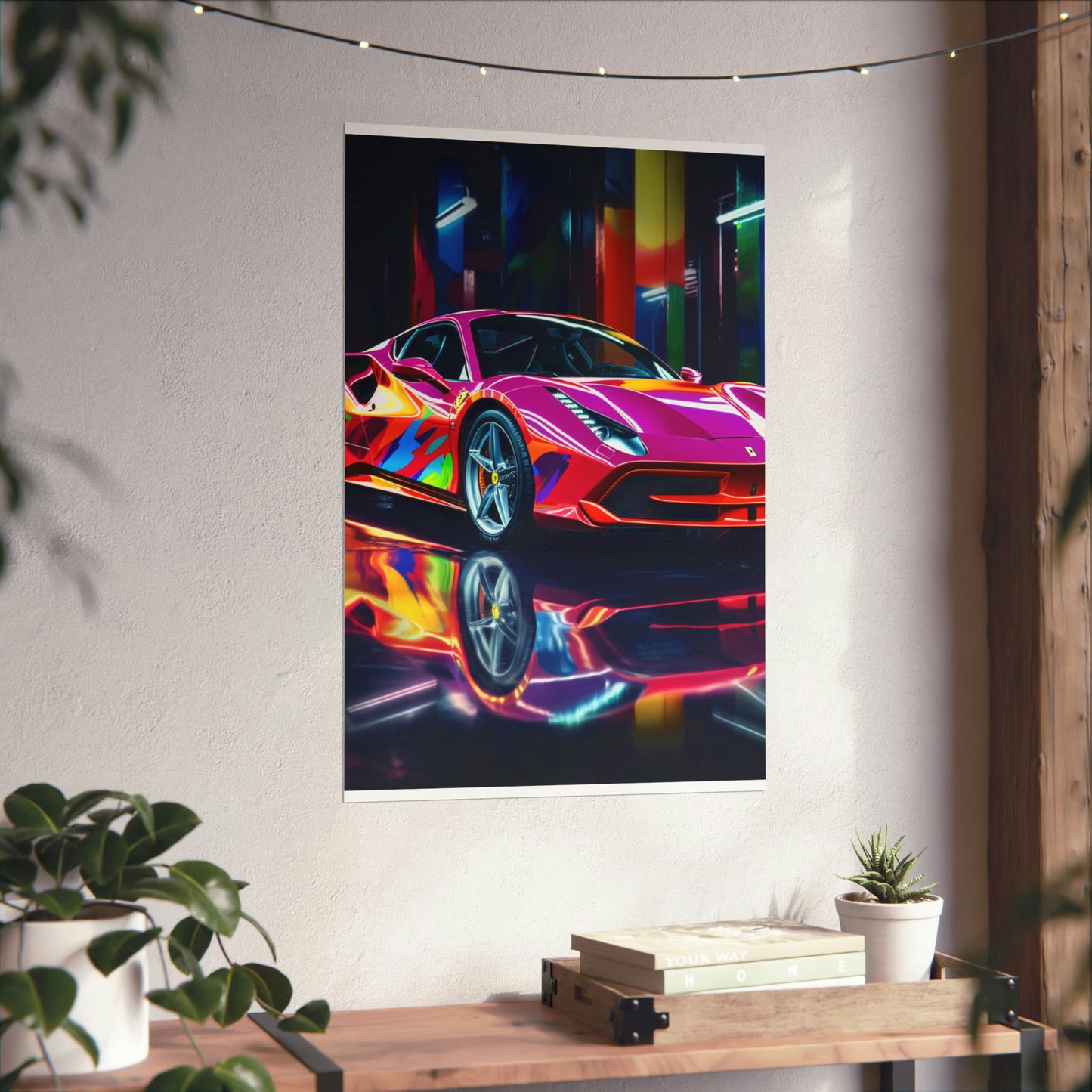 Premium Matte Vertical Posters Pink Macro Ferrari 1