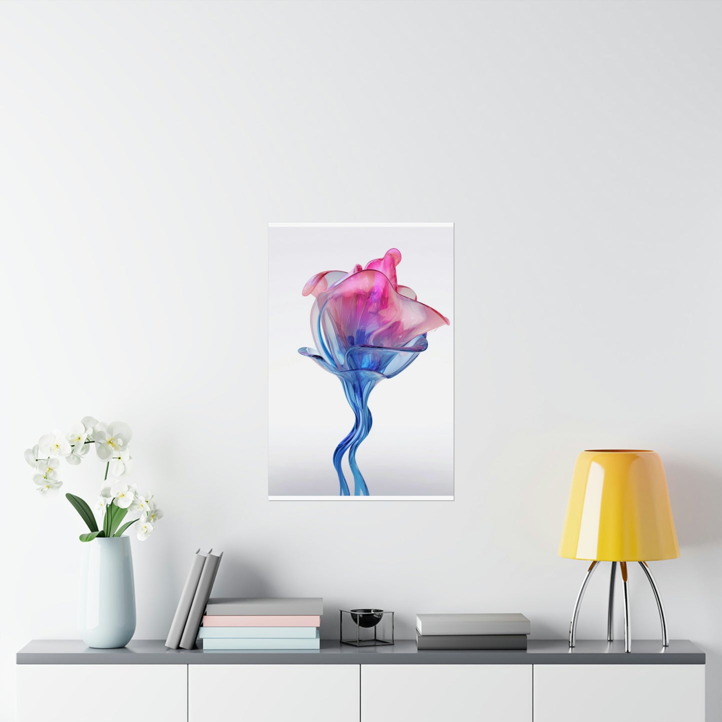 Premium Matte Vertical Posters Pink & Blue Tulip Rose 4