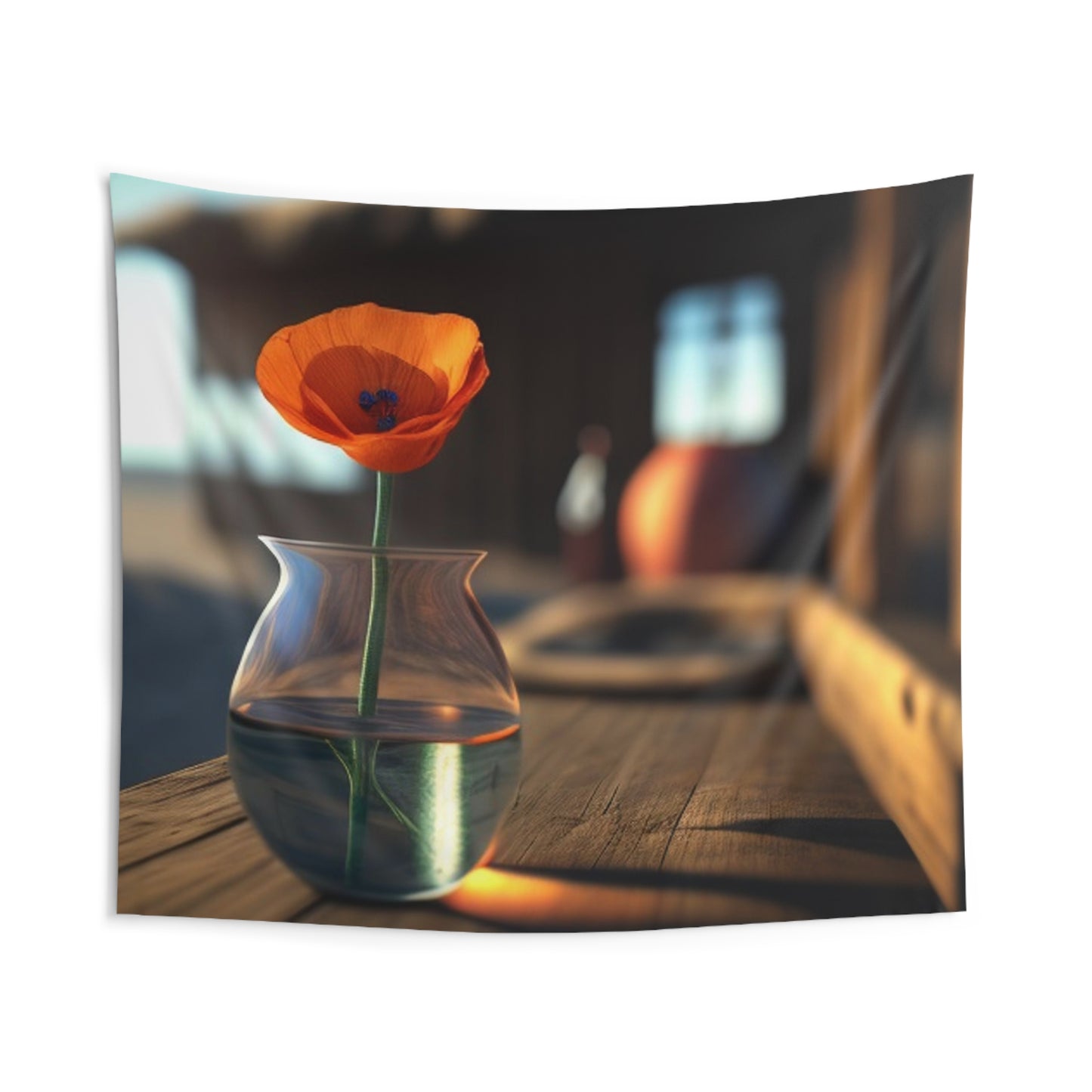 Indoor Wall Tapestries Poppy in a Glass Vase 2