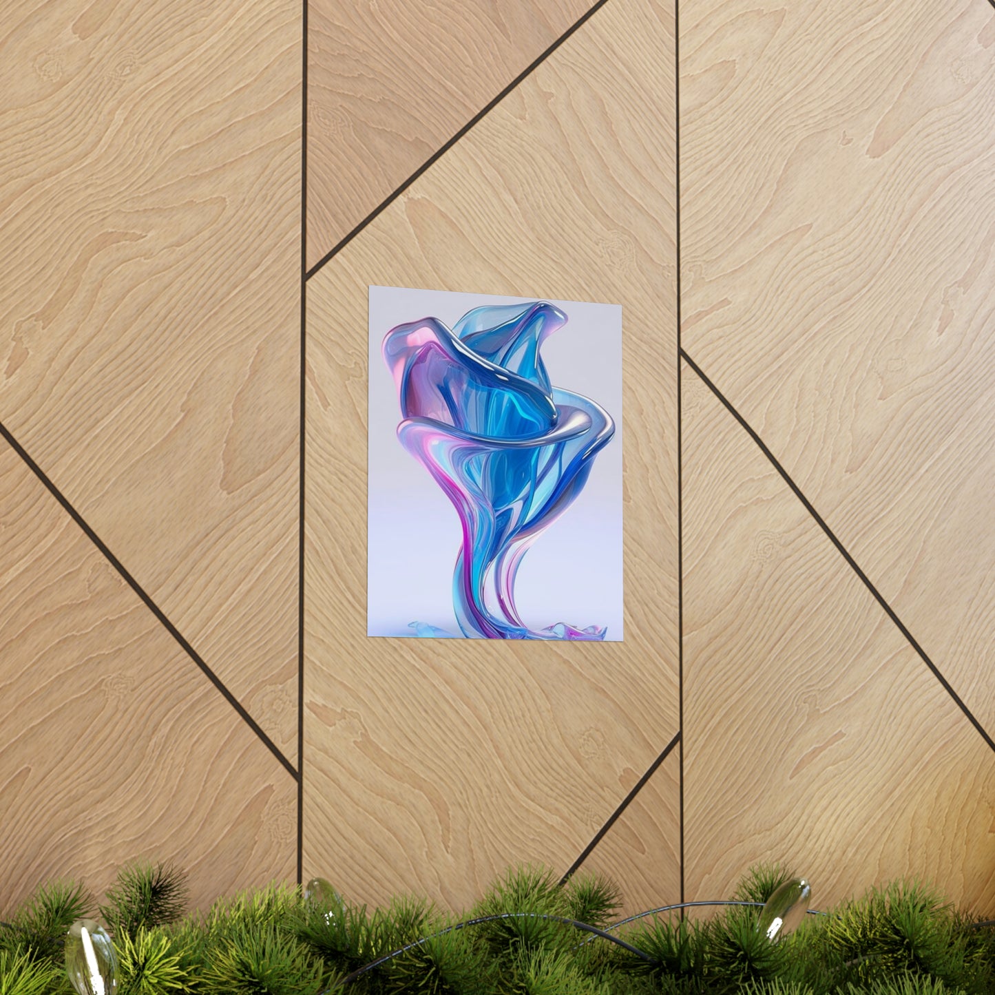 Premium Matte Vertical Posters Pink & Blue Tulip Rose 2