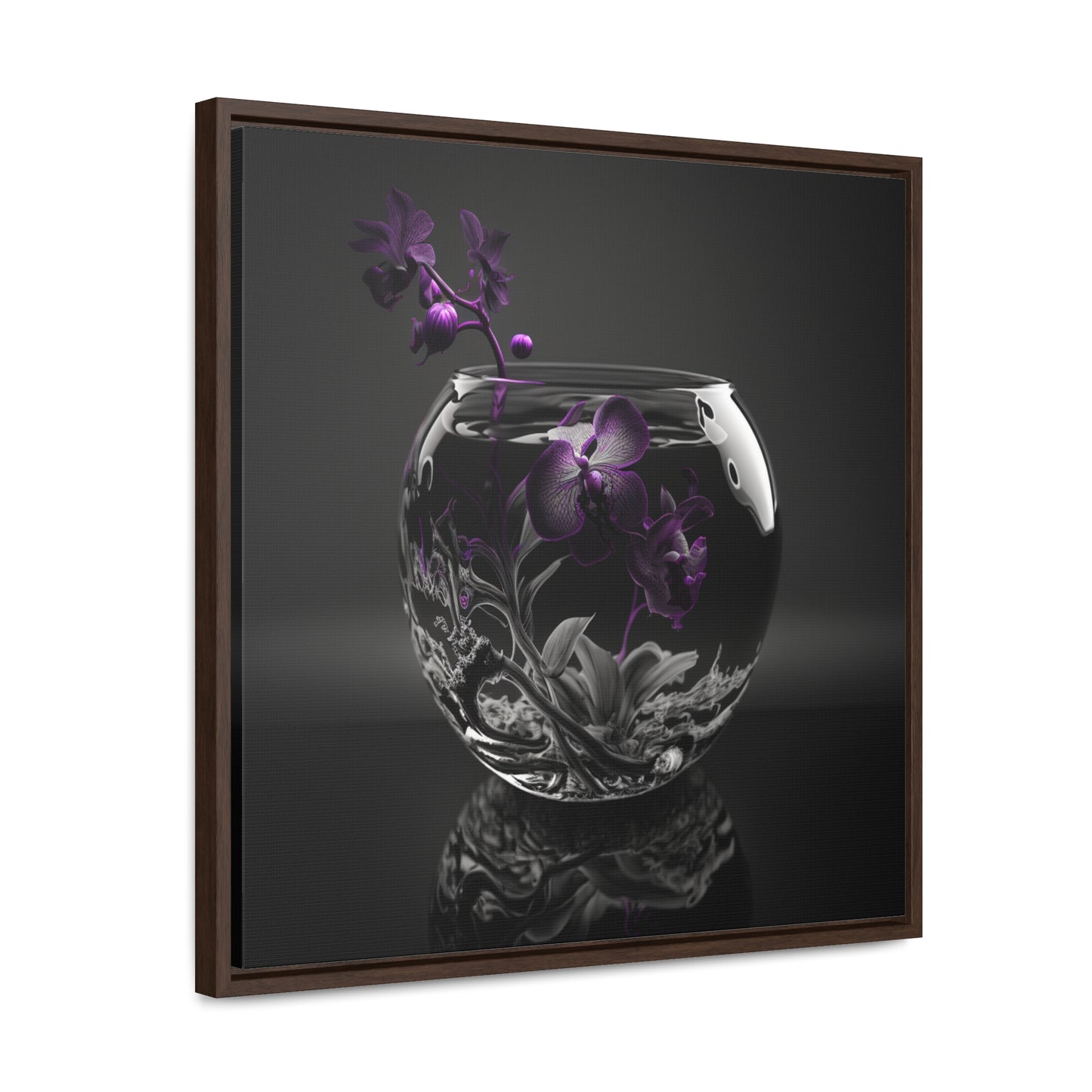 Gallery Canvas Wraps, Square Frame Purple Orchid Glass vase 3