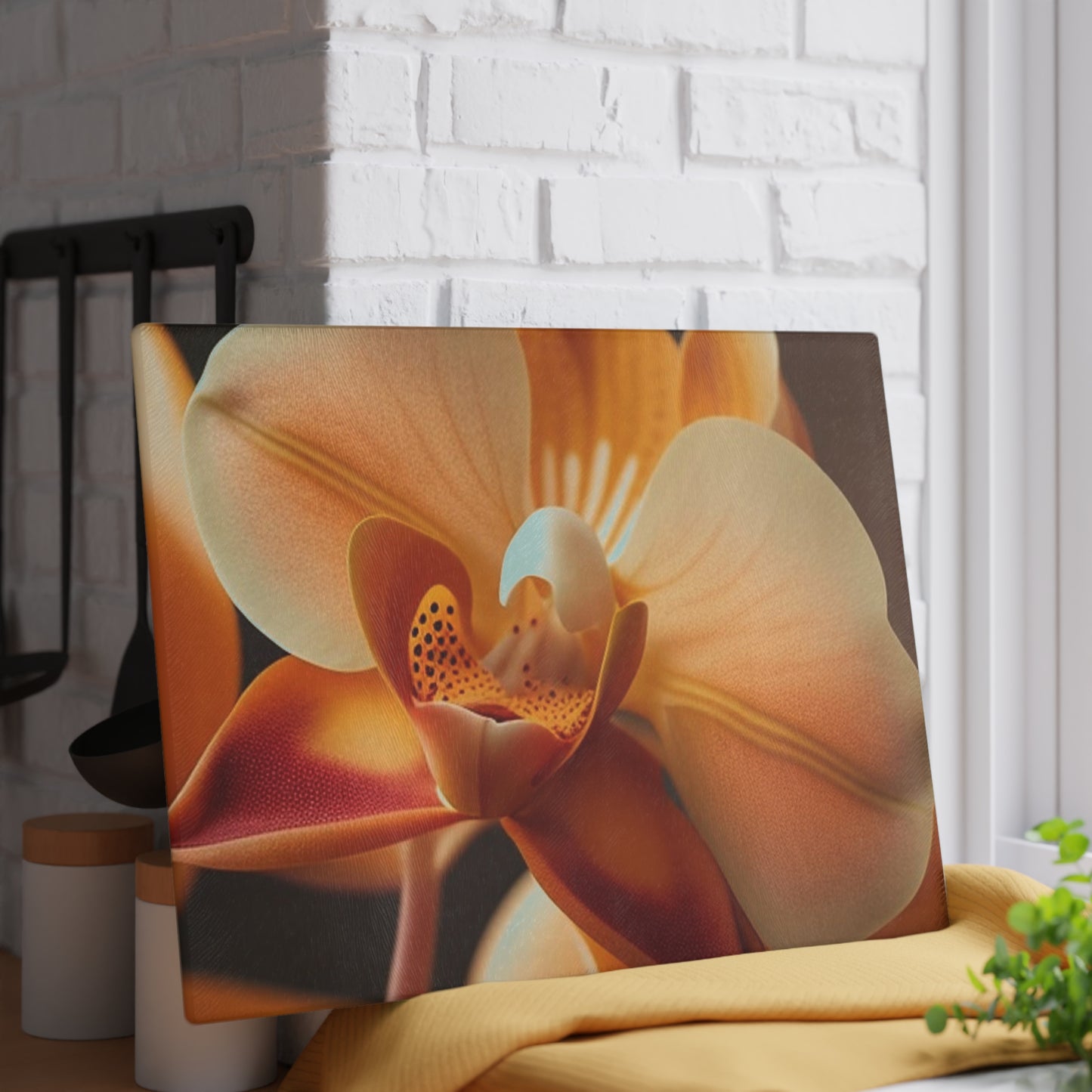 Glass Cutting Board Orange Orchid 3