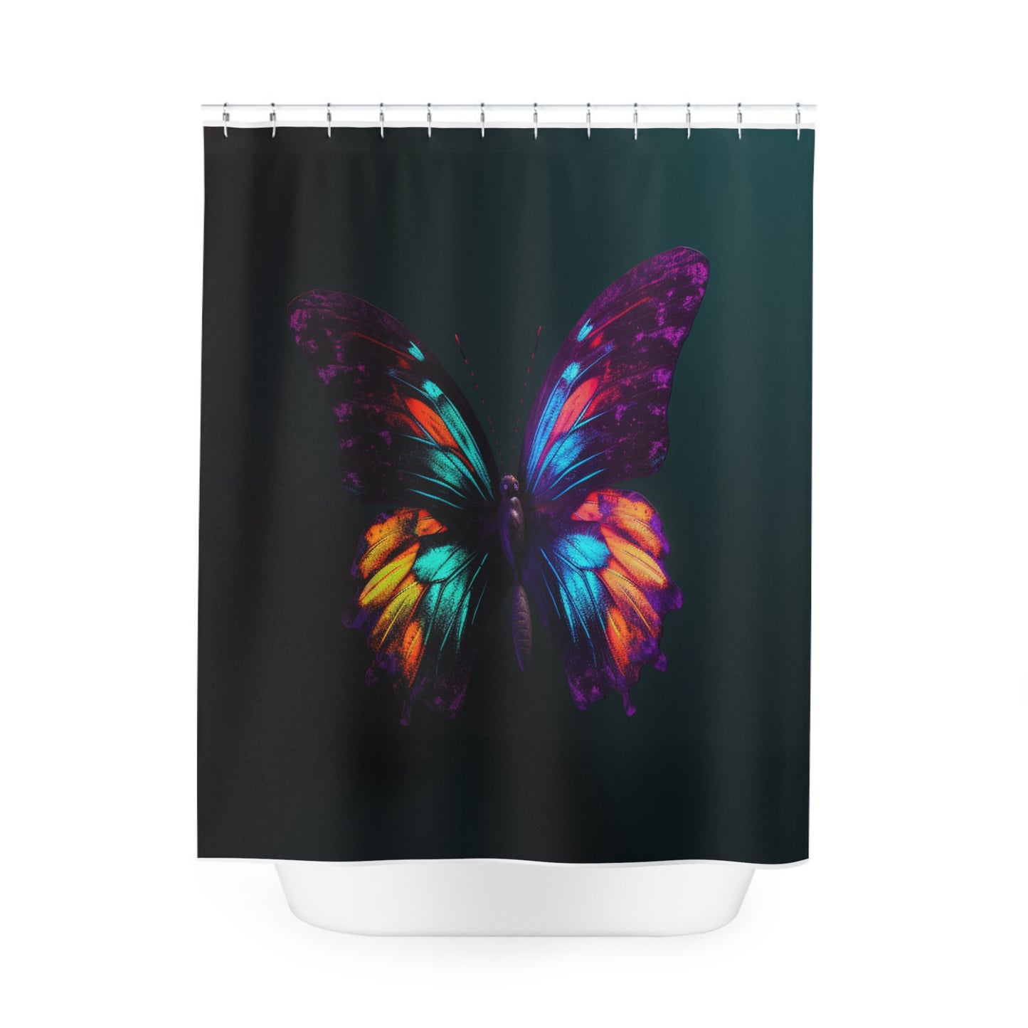 Polyester Shower Curtain Hyper Colorful Butterfly Purple 1