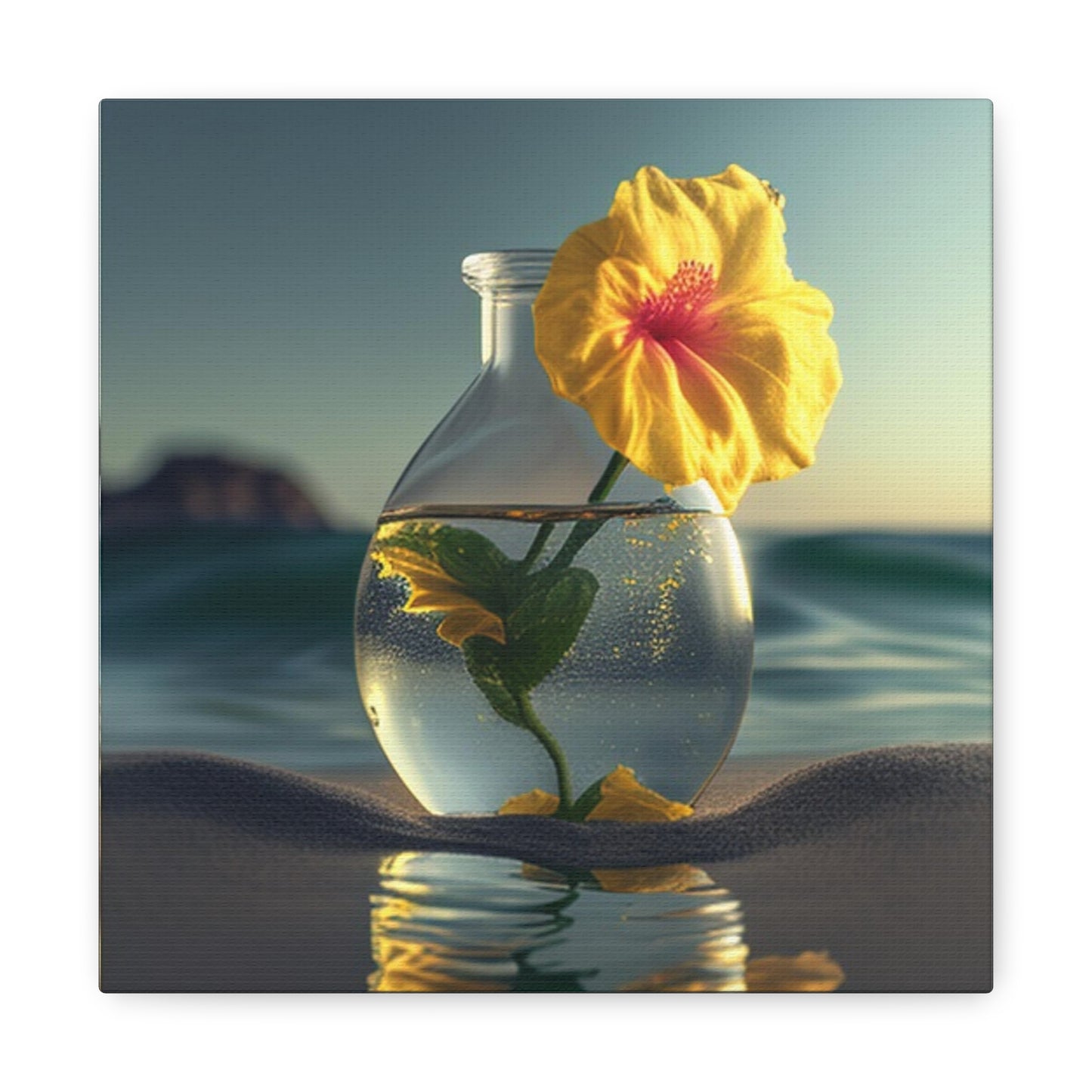 Canvas Gallery Wraps Yellow Hibiscus glass 2