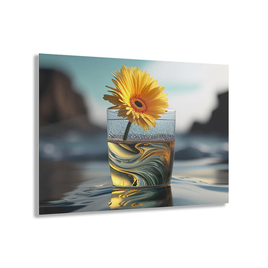 Acrylic Prints yello Gerbera glass 2