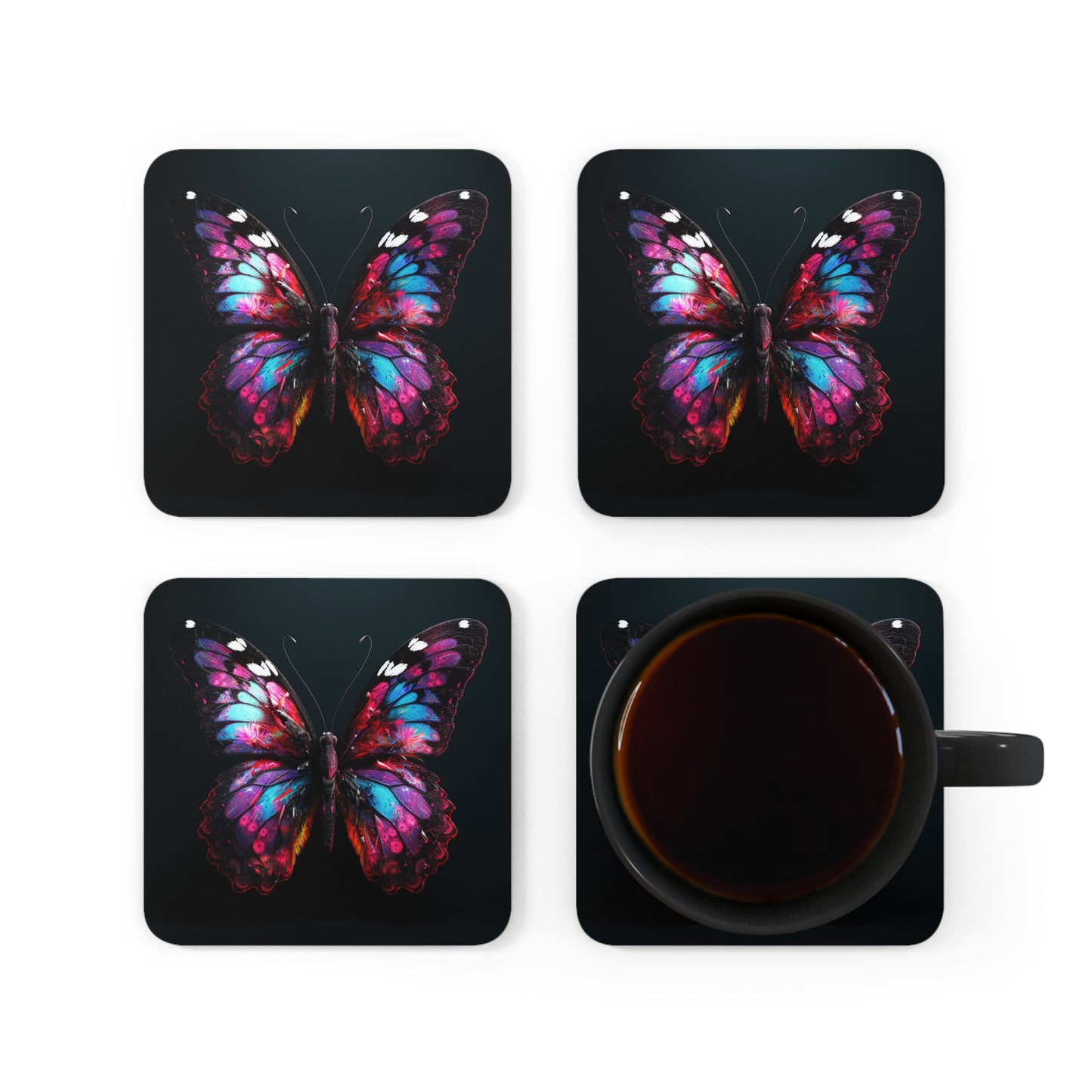 Corkwood Coaster Set Hyper Butterfly Real
