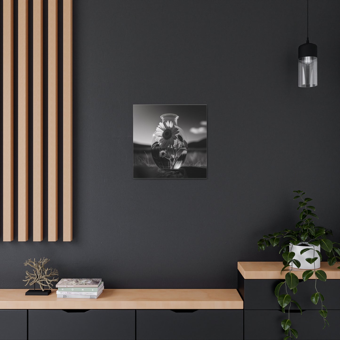 Canvas Gallery Wraps Yellw Sunflower in a vase 4