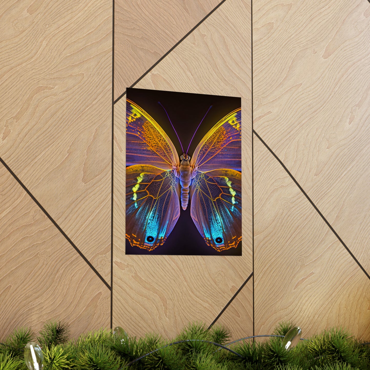 Premium Matte Vertical Posters Neon Butterfly Flair 2