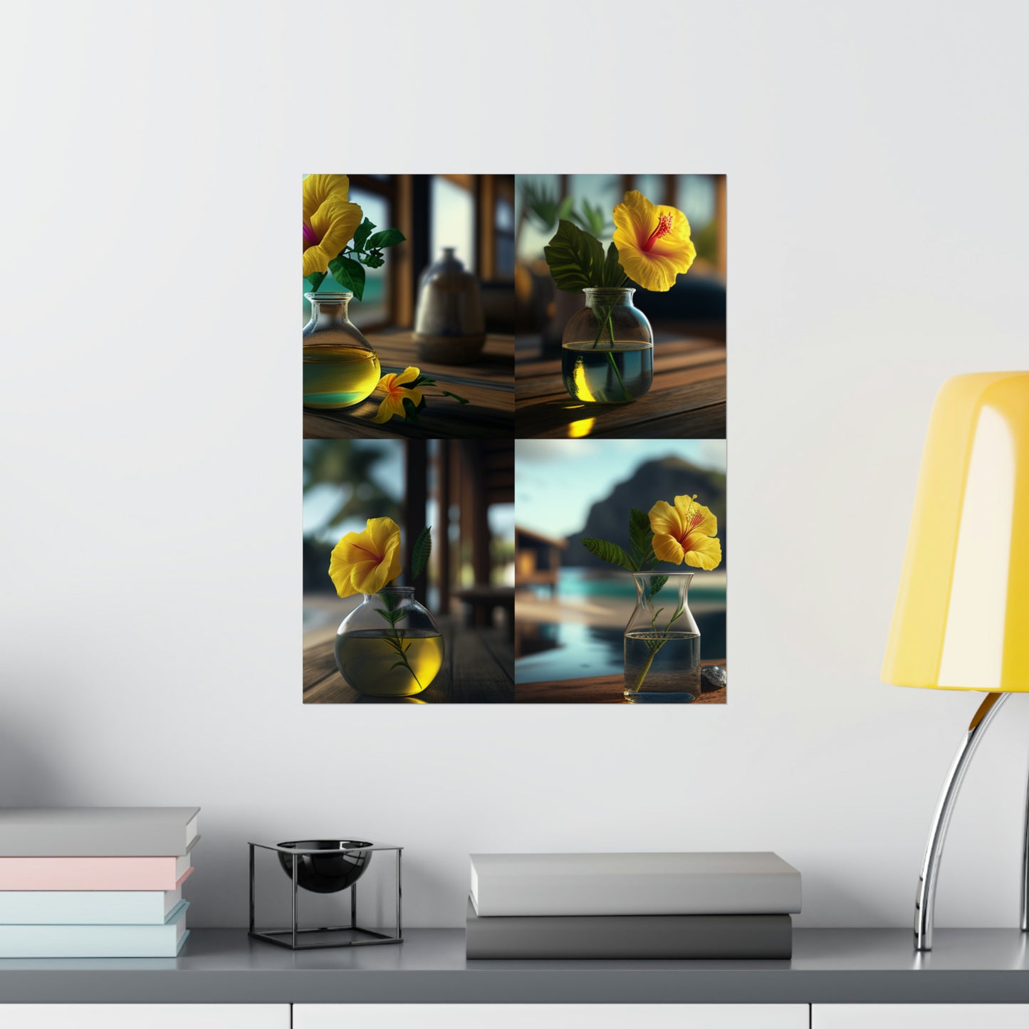 Premium Matte Vertical Posters Yellow Hibiscus Wood 5