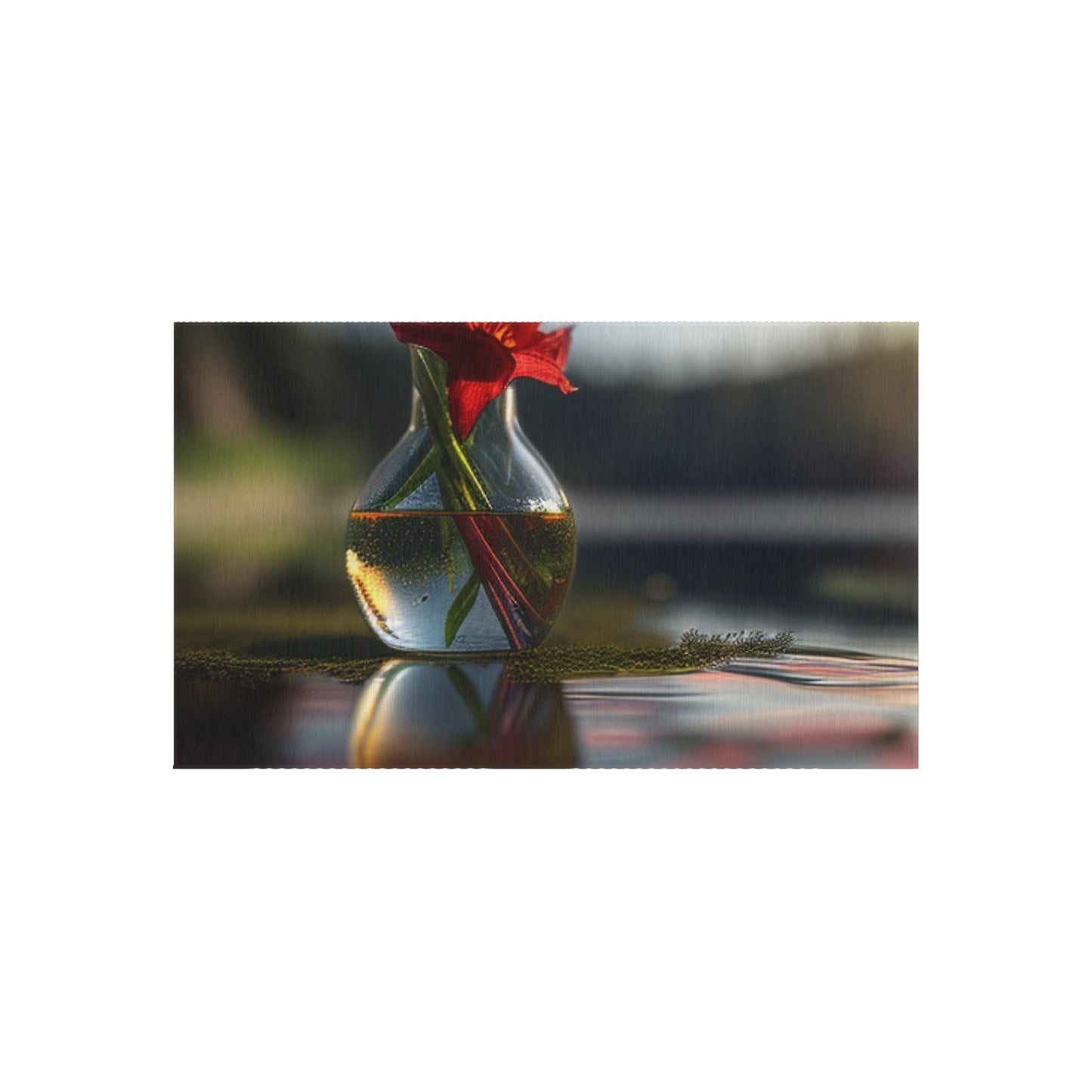 Outdoor Rug  Red Lily in a Glass vase 3