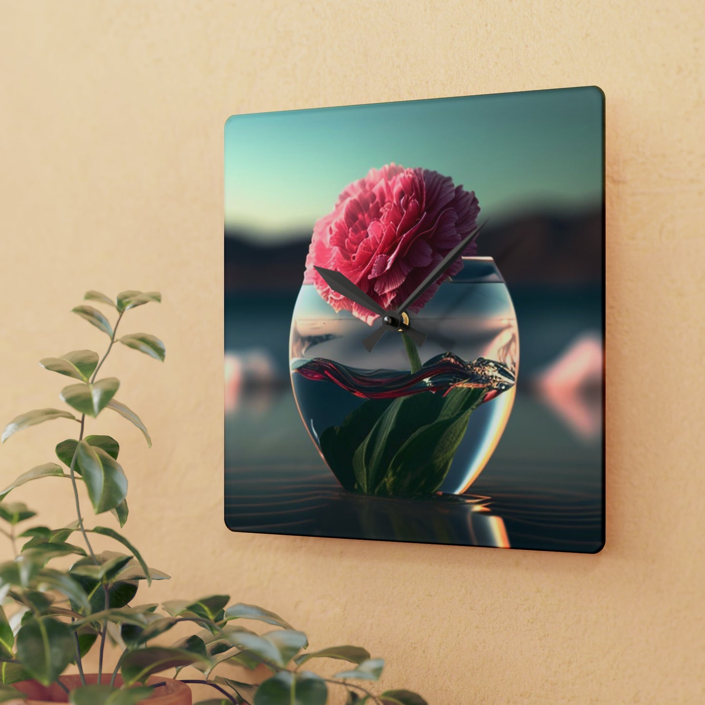 Acrylic Wall Clock Carnation 2