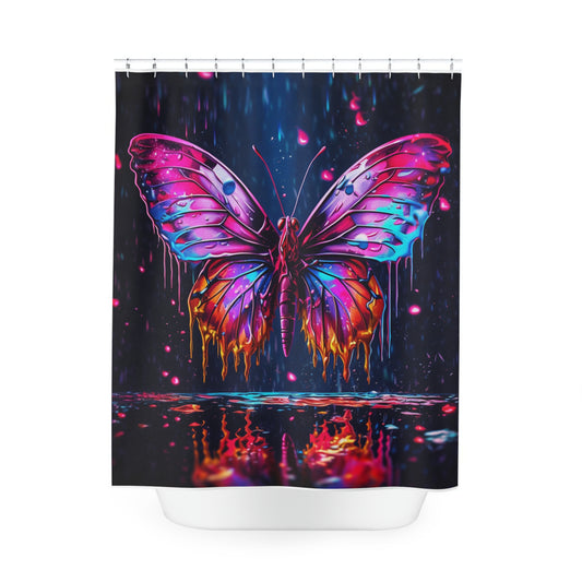 Polyester Shower Curtain Pink Butterfly Flair 2