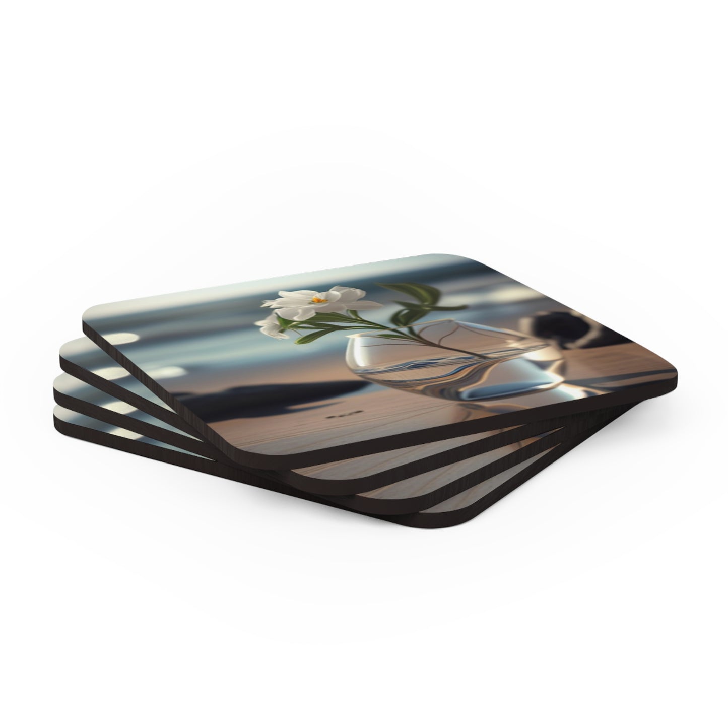 Corkwood Coaster Set Jasmine glass vase 3