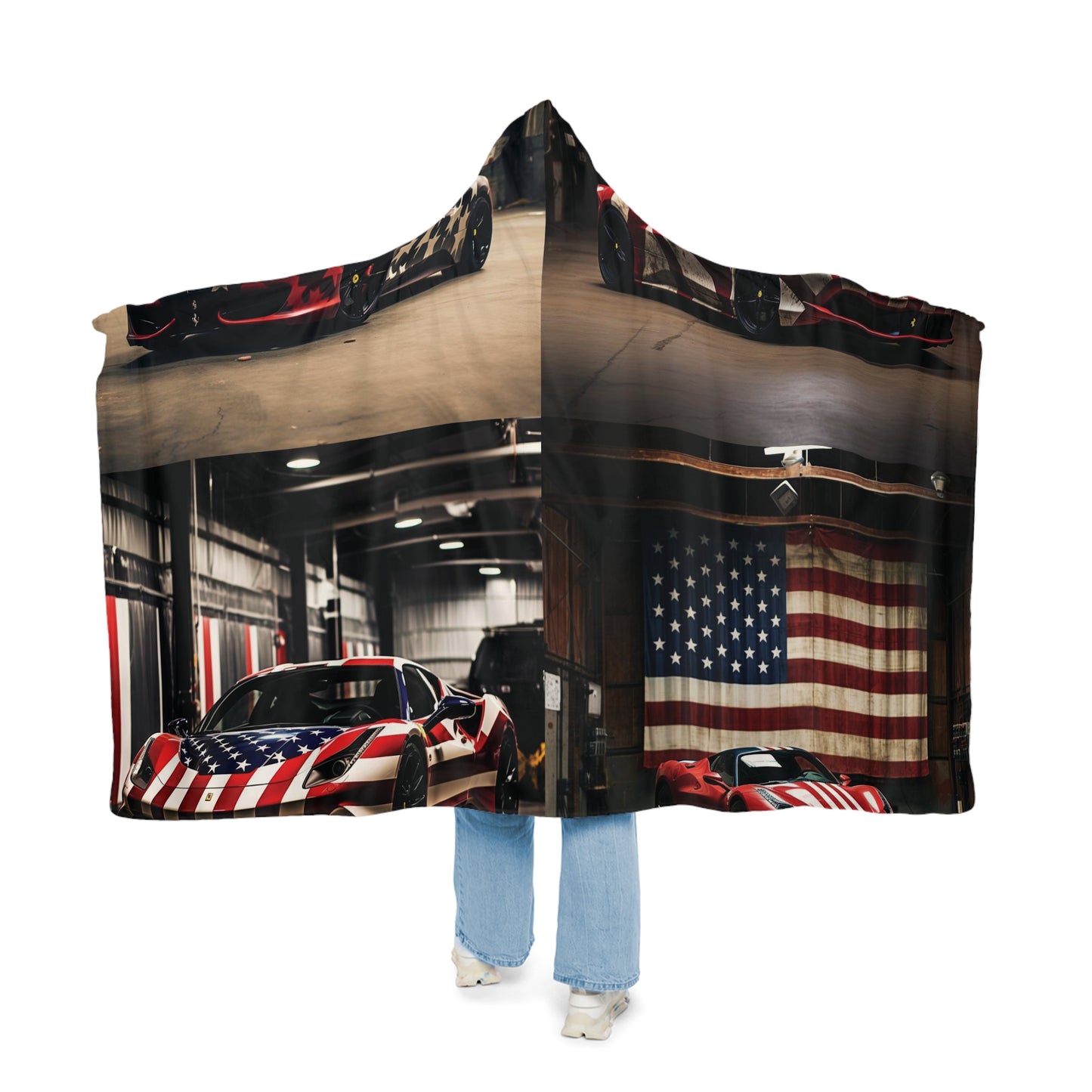 Snuggle Hooded Blanket American Flag Farrari 5