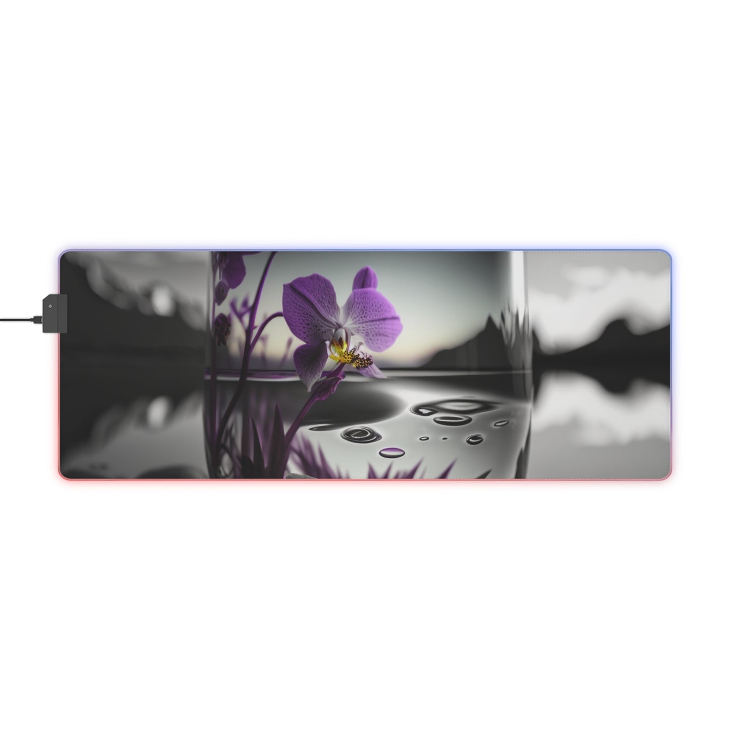 LED Gaming Mouse Pad Purple Orchid Glass vase 2